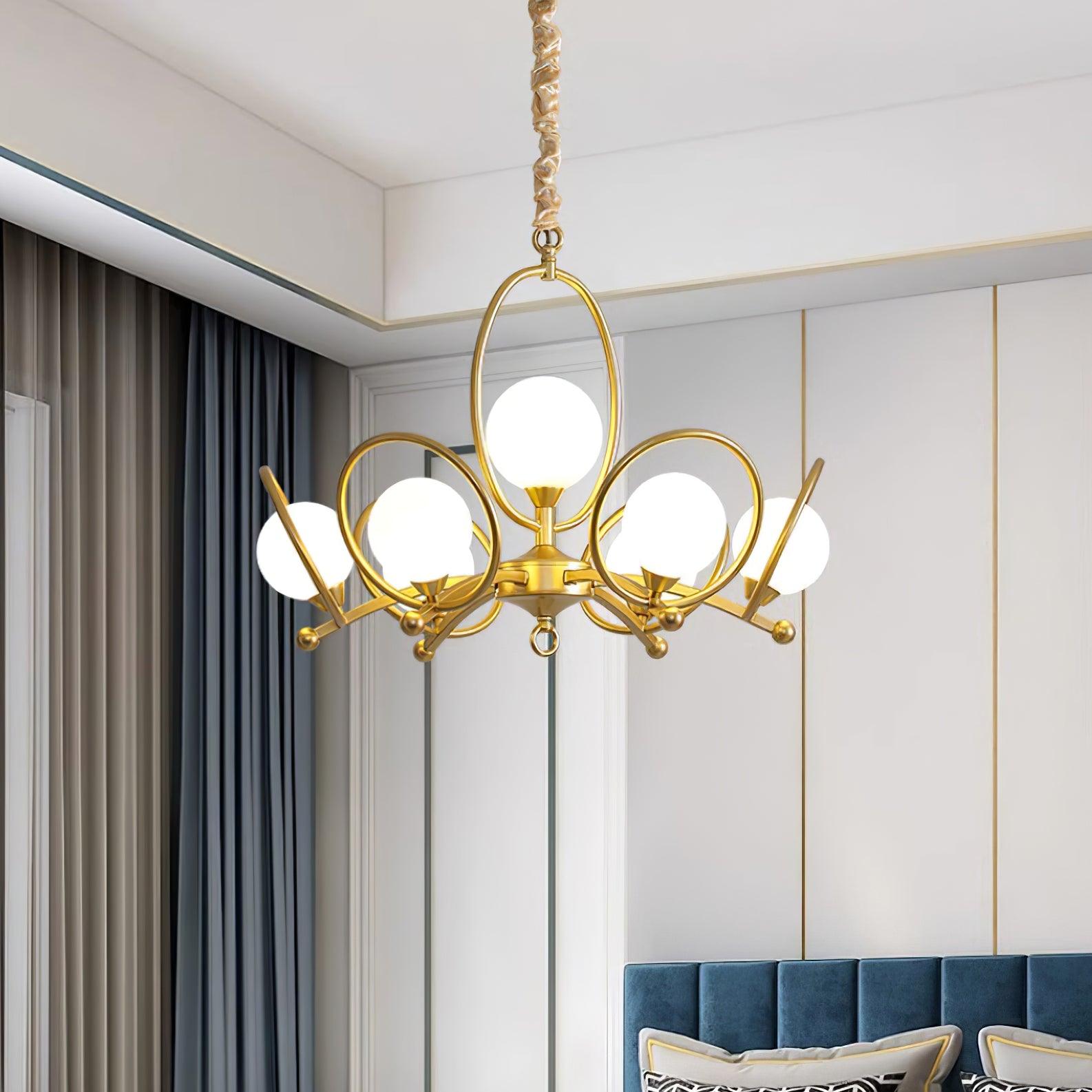 Riley Chandelier Glass Gold Modern - Letslighting