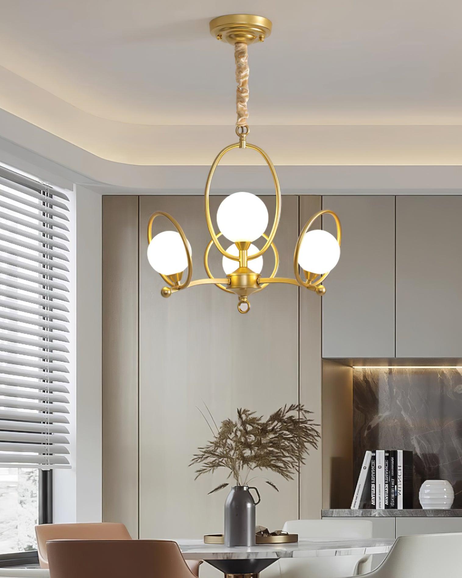 Riley Chandelier Glass Gold Modern - Letslighting