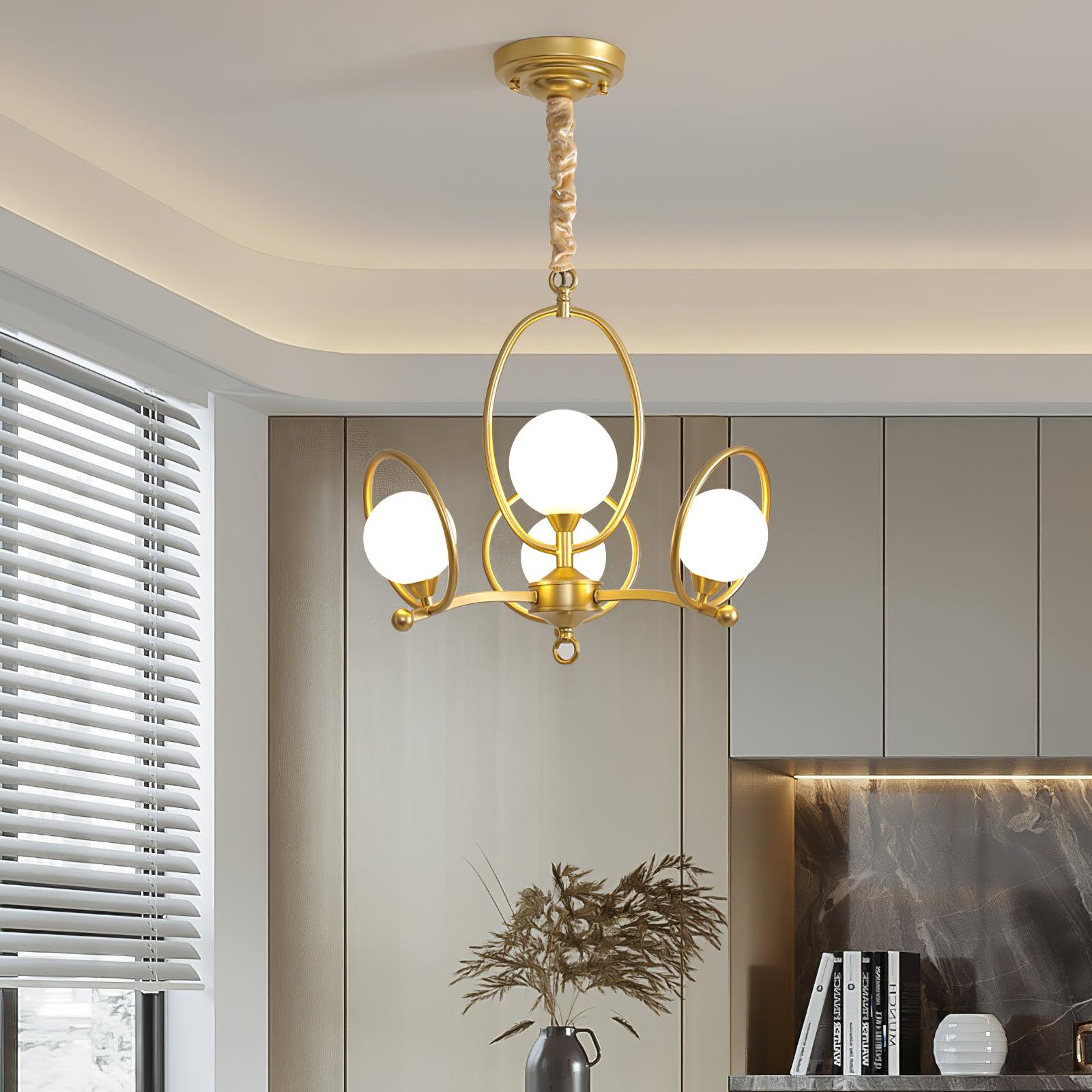 Riley Chandelier Glass Gold Modern - Letslighting