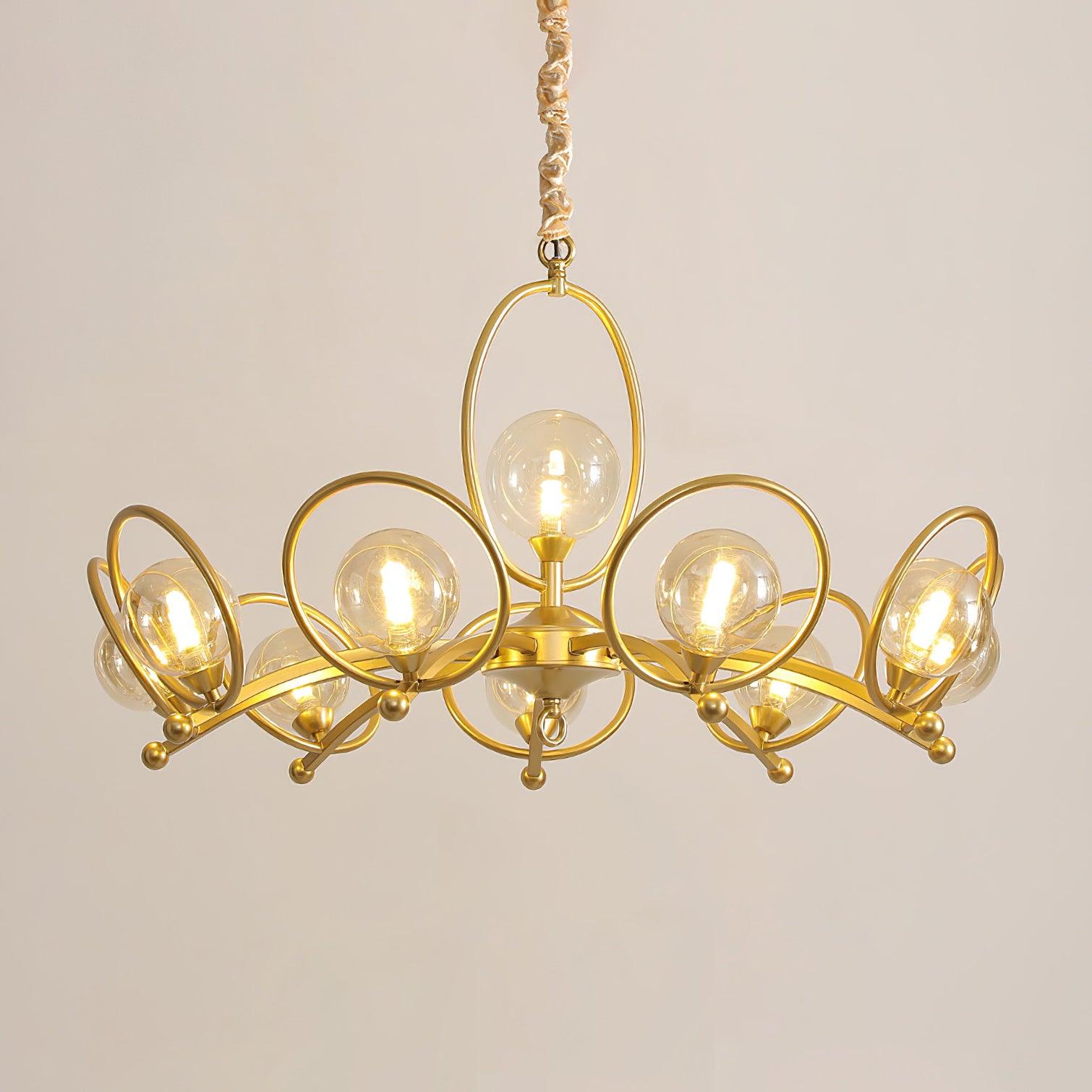 Riley Chandelier Glass Gold Modern - Letslighting