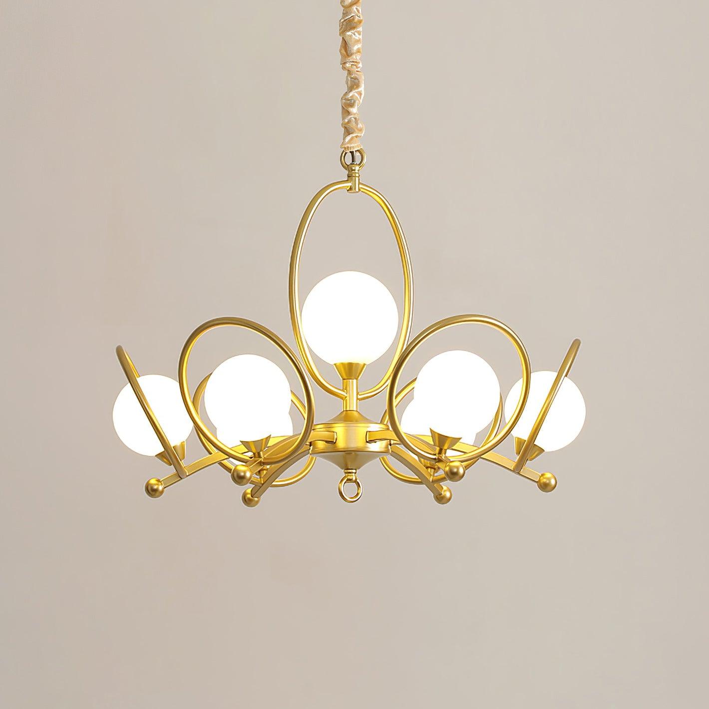 Riley Chandelier Glass Gold Modern - Letslighting