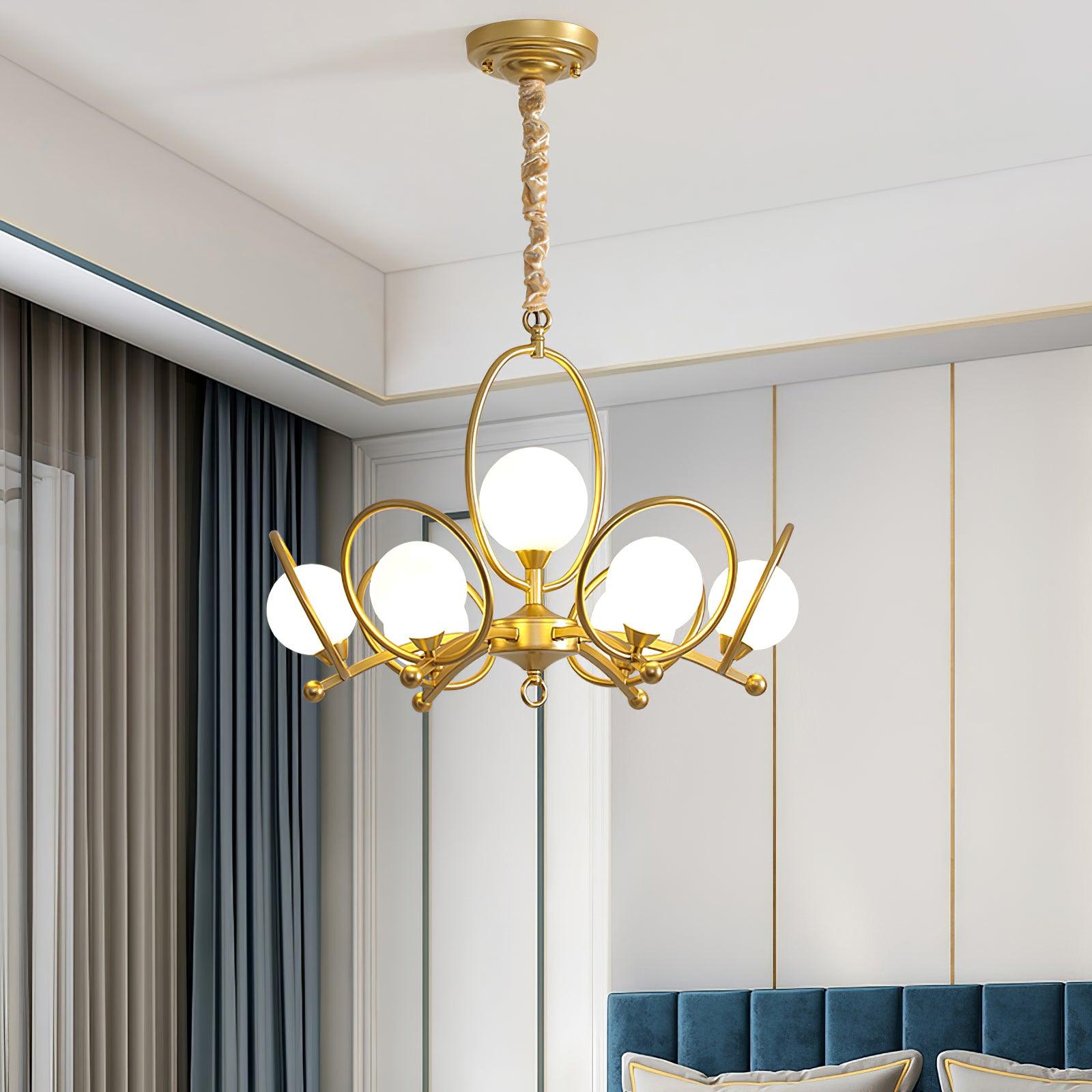 Riley Chandelier Glass Gold Modern - Letslighting