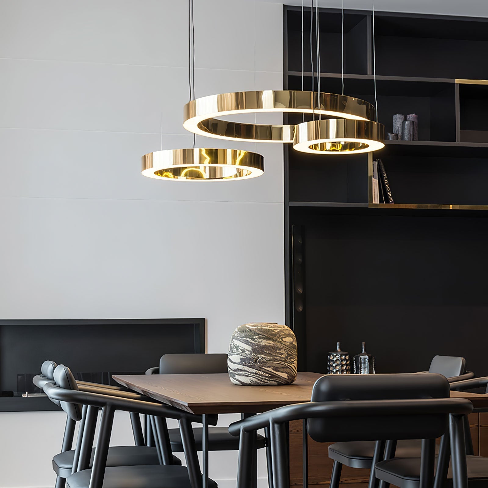Lustra Pendant Light LED Ring Gold Modern 3-Ring - Letslighting