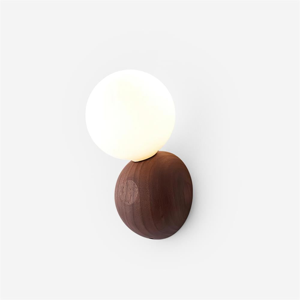 Ringo Wall Lamp Wood Opal Glass Minimalist - Letslighting