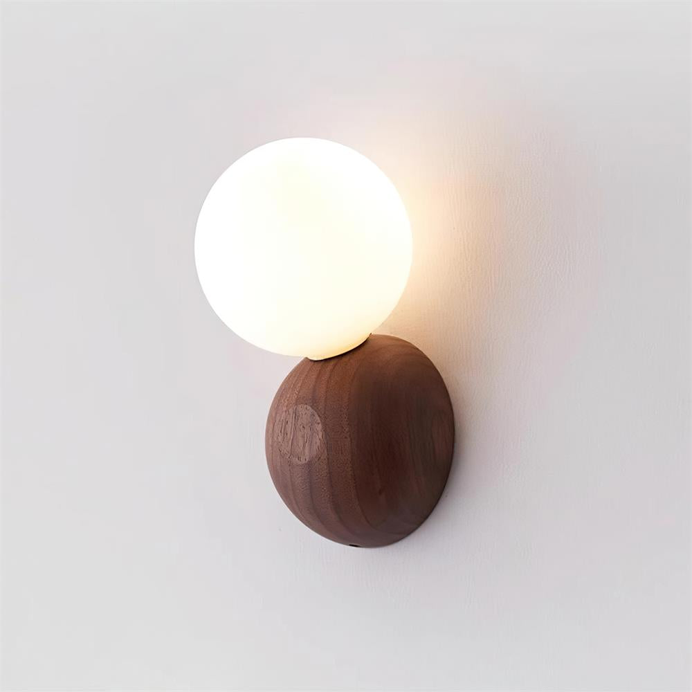 Ringo Wall Lamp Wood Opal Glass Minimalist - Letslighting