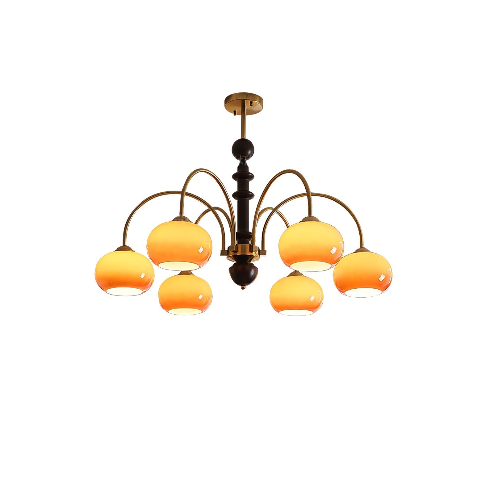 Lustra Chandelier Brass Glass Persimmon Shape - Letslighting