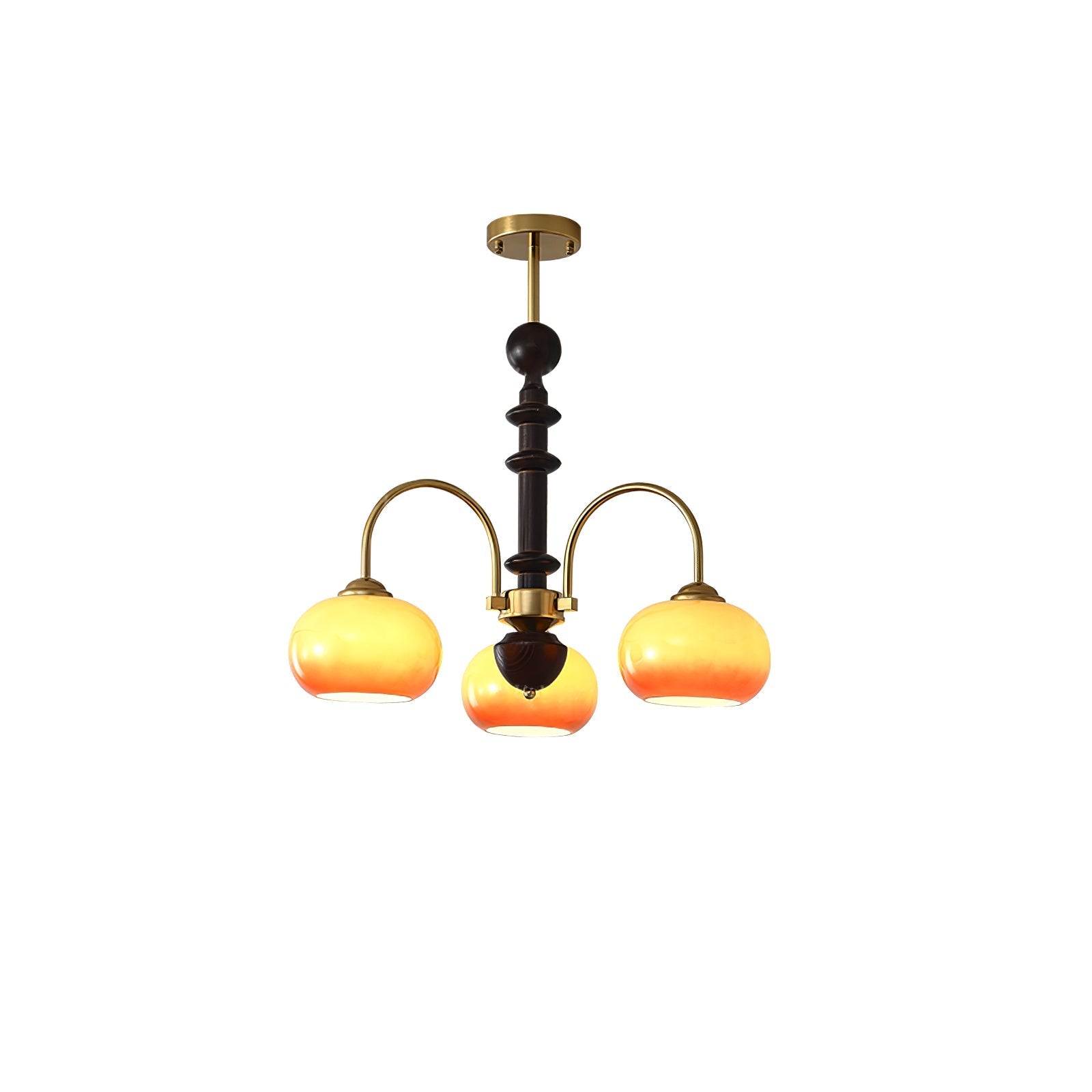 Lustra Chandelier Brass Glass Persimmon Shape - Letslighting