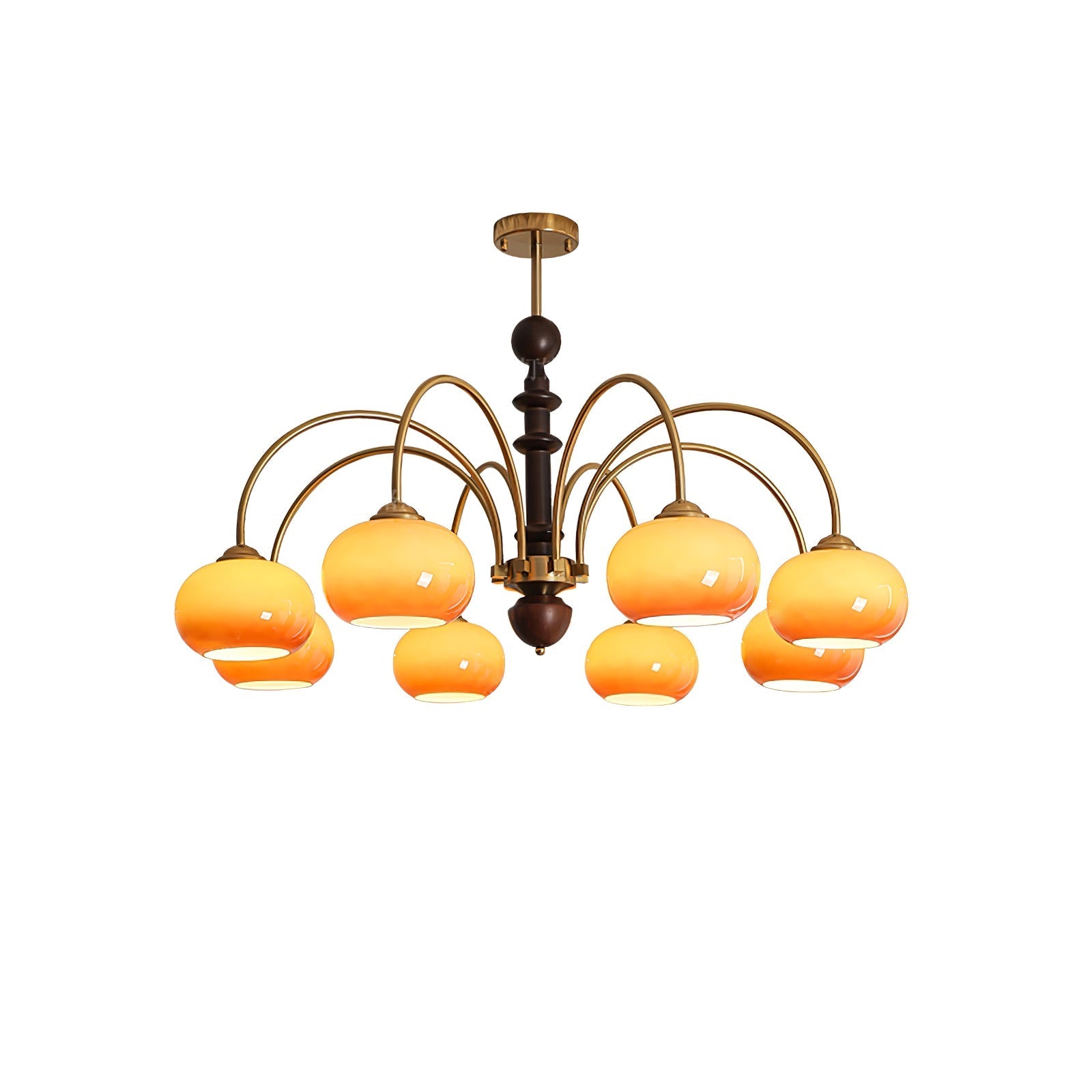 Lustra Chandelier Brass Glass Persimmon Shape - Letslighting