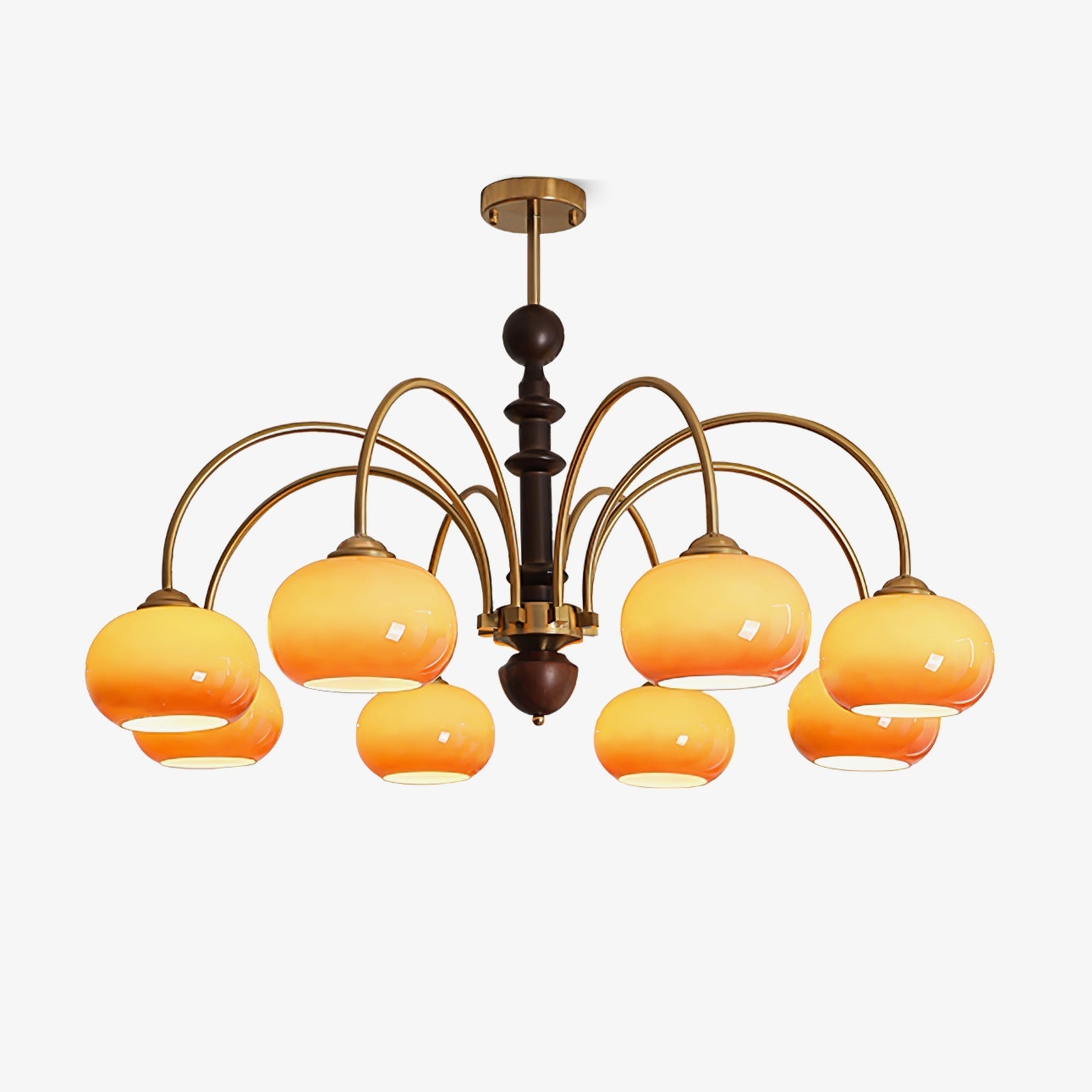 Lustra Chandelier Brass Glass Persimmon Shape - Letslighting