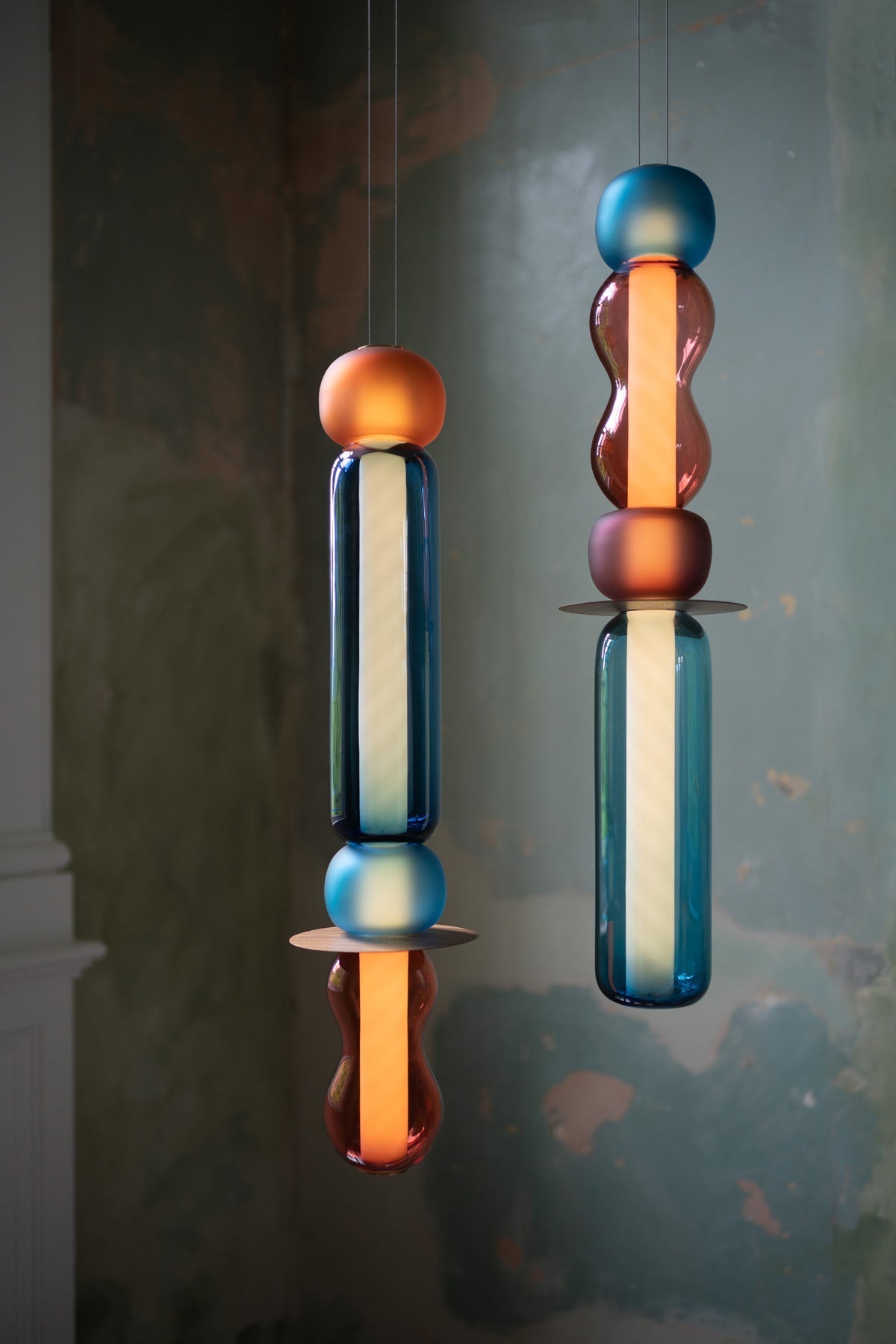 Lustra Pendant Lamp Colored Glass Modern - Letslighting