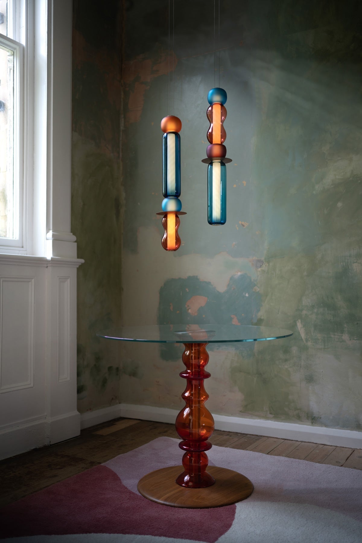Lustra Pendant Lamp Colored Glass Modern - Letslighting