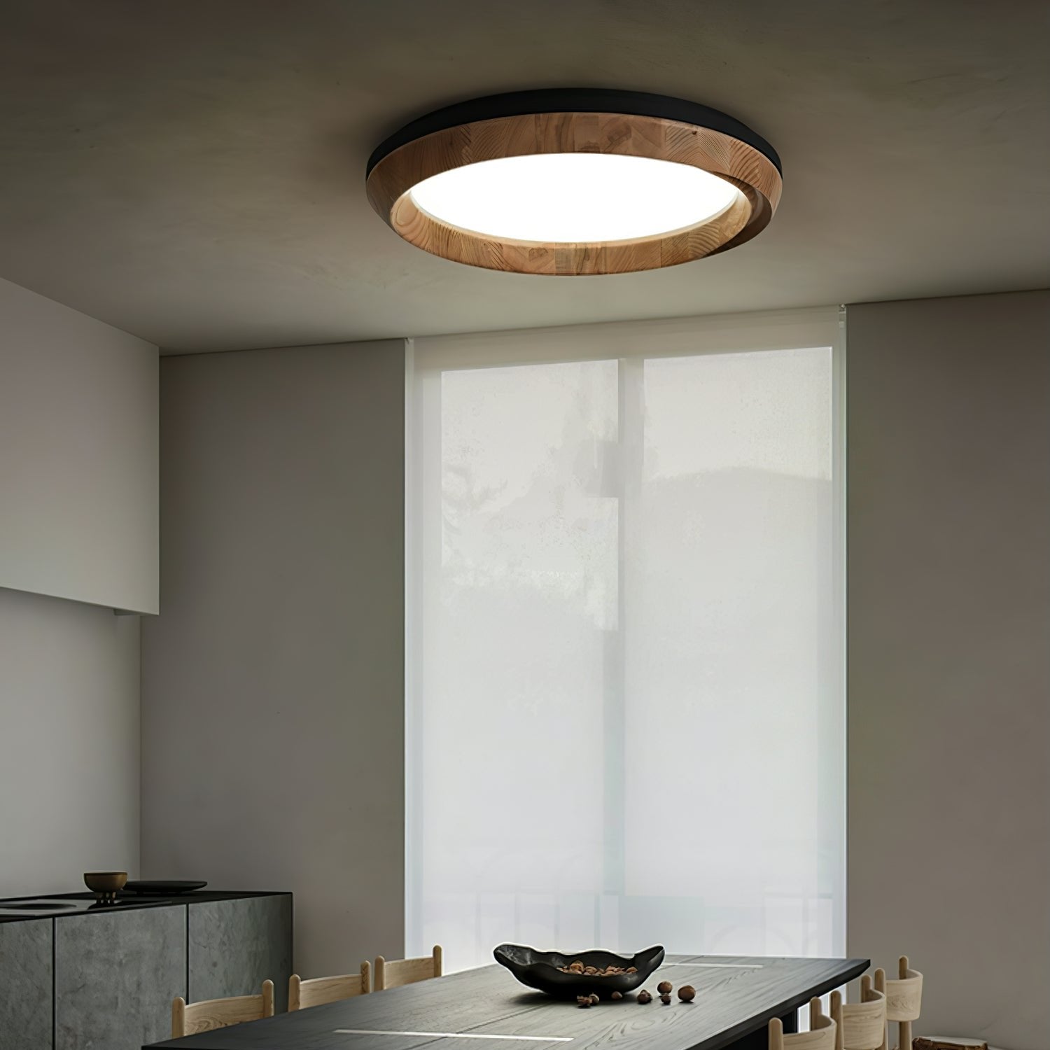 Aurdoreth Modern Minimalist Ripple Wood Ceiling Light - Letslighting