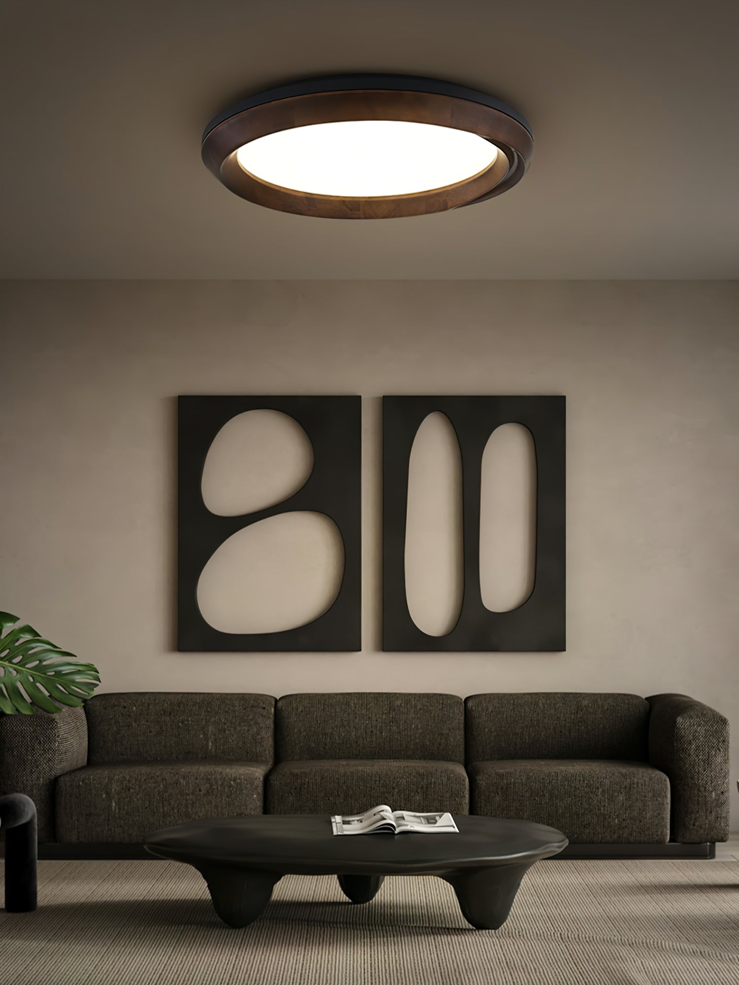 Aurdoreth Modern Minimalist Ripple Wood Ceiling Light - Letslighting