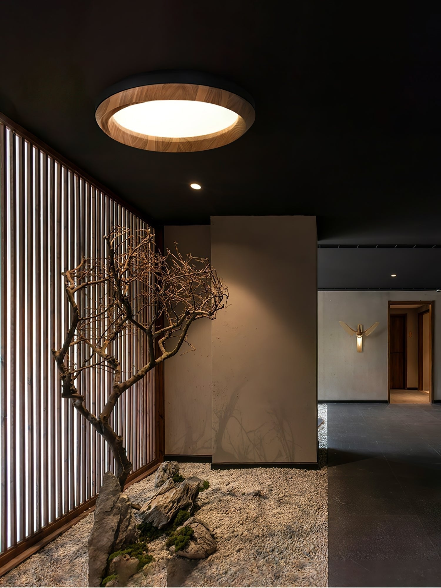 Aurdoreth Modern Minimalist Ripple Wood Ceiling Light - Letslighting