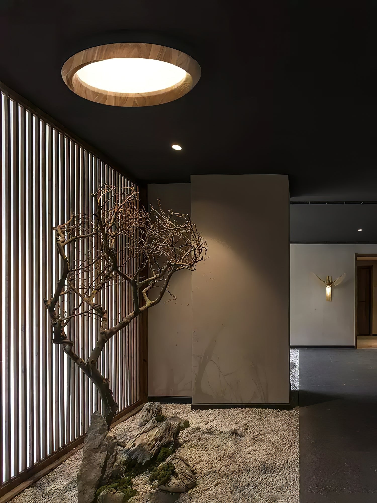 Aurdoreth Modern Minimalist Ripple Wood Ceiling Light - Letslighting