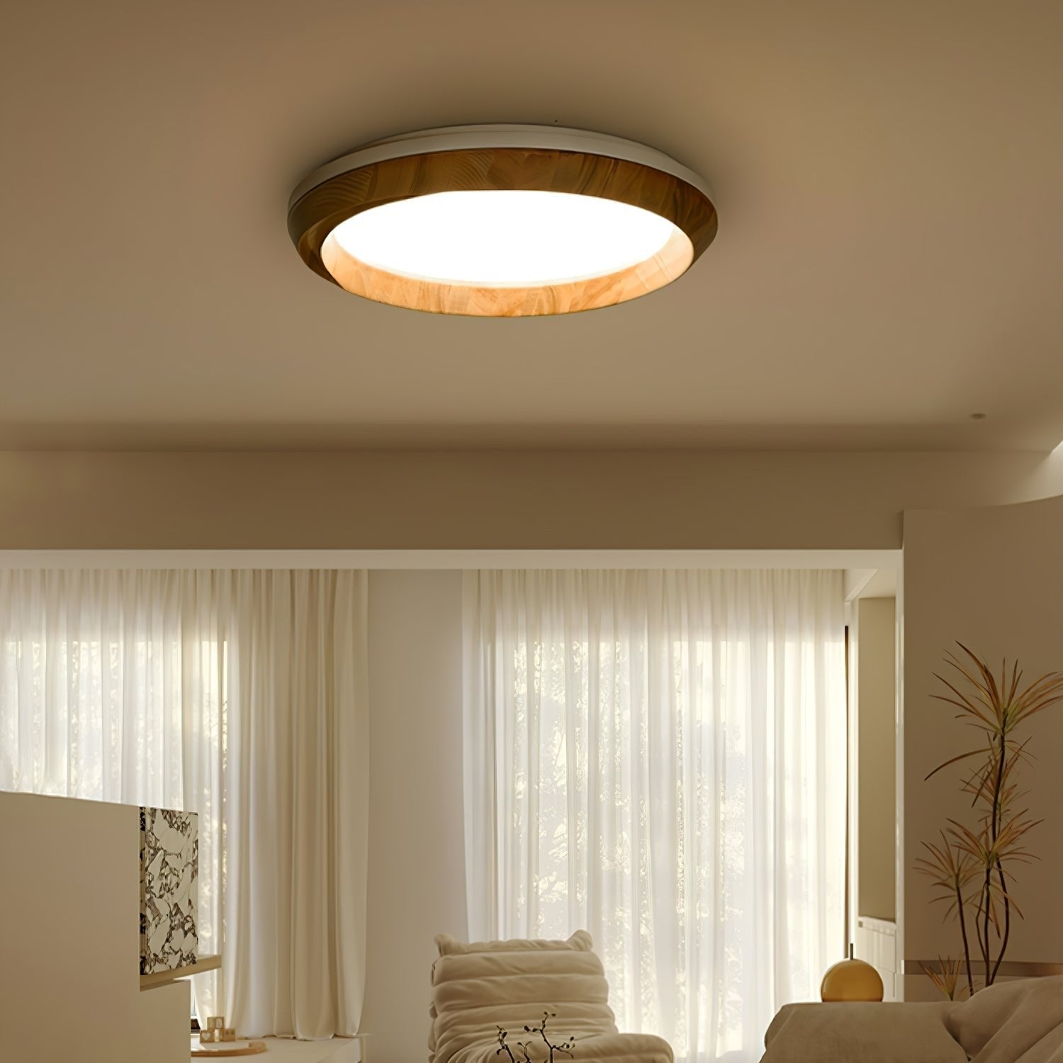 Aurdoreth Modern Minimalist Ripple Wood Ceiling Light - Letslighting