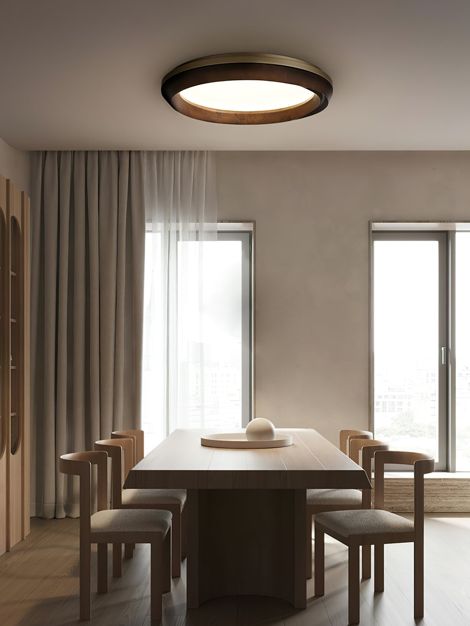 Aurdoreth Modern Minimalist Ripple Wood Ceiling Light - Letslighting