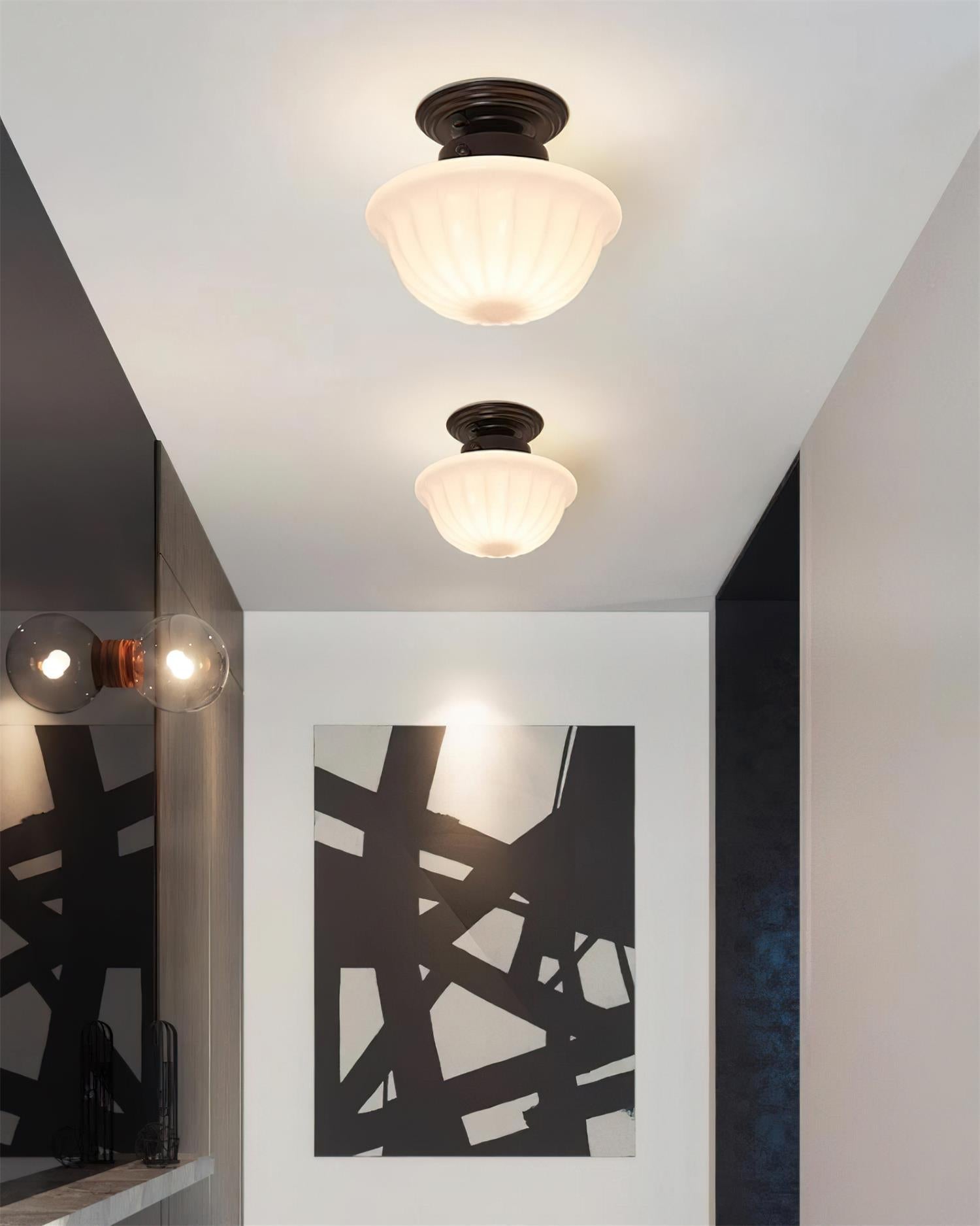 Evola Vintage Opal Glass Ceiling Light - Letslighting