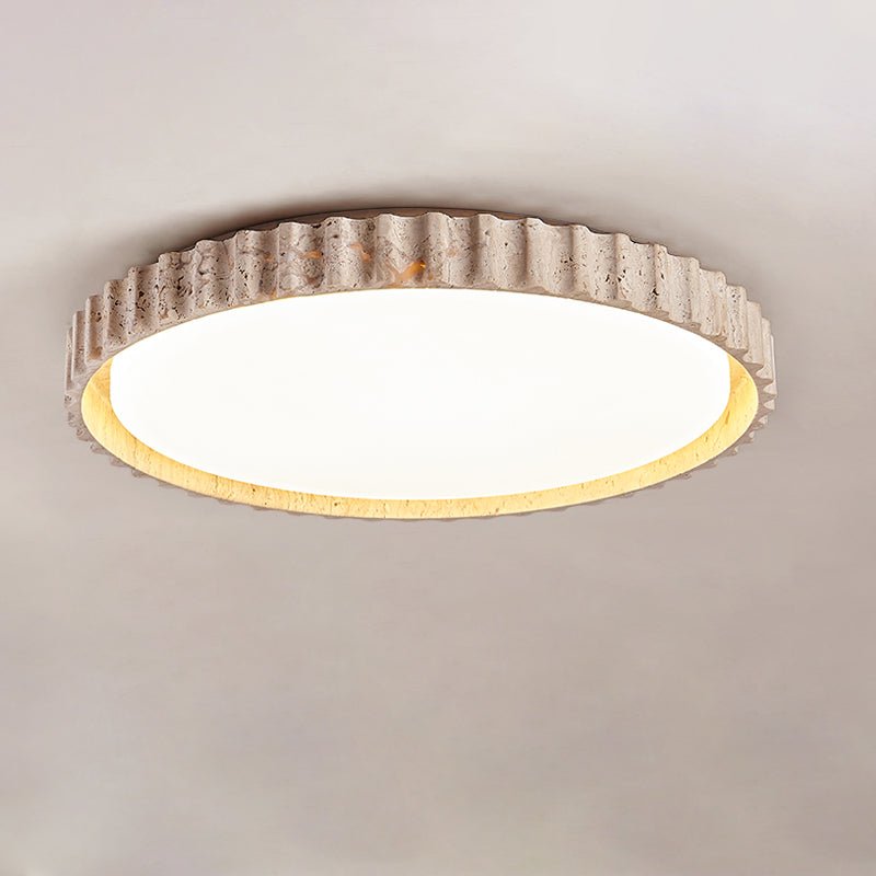 Ornorus Fluted Ring Travertine Ceiling Light - Letslighting