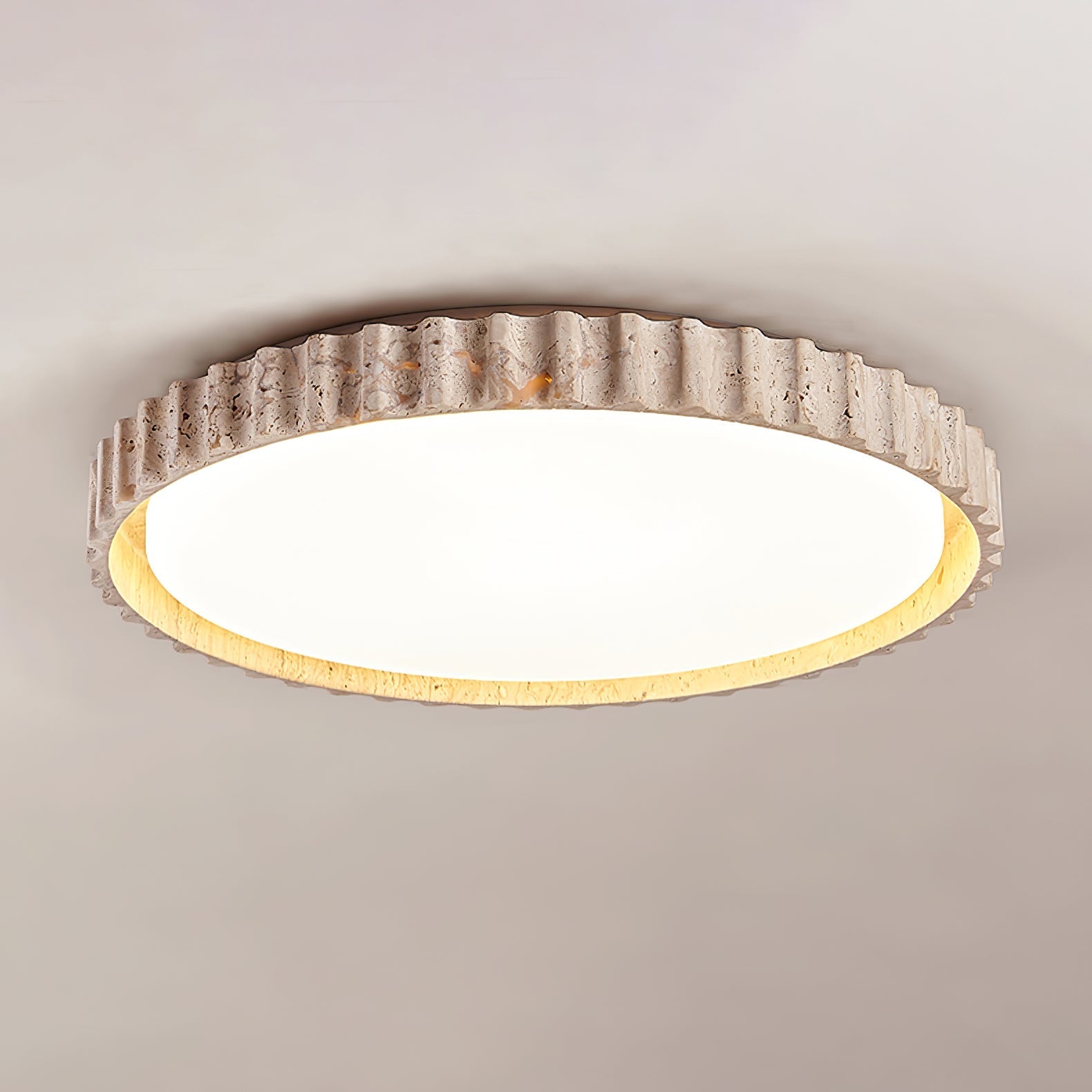 Ornorus Fluted Ring Travertine Ceiling Light - Letslighting