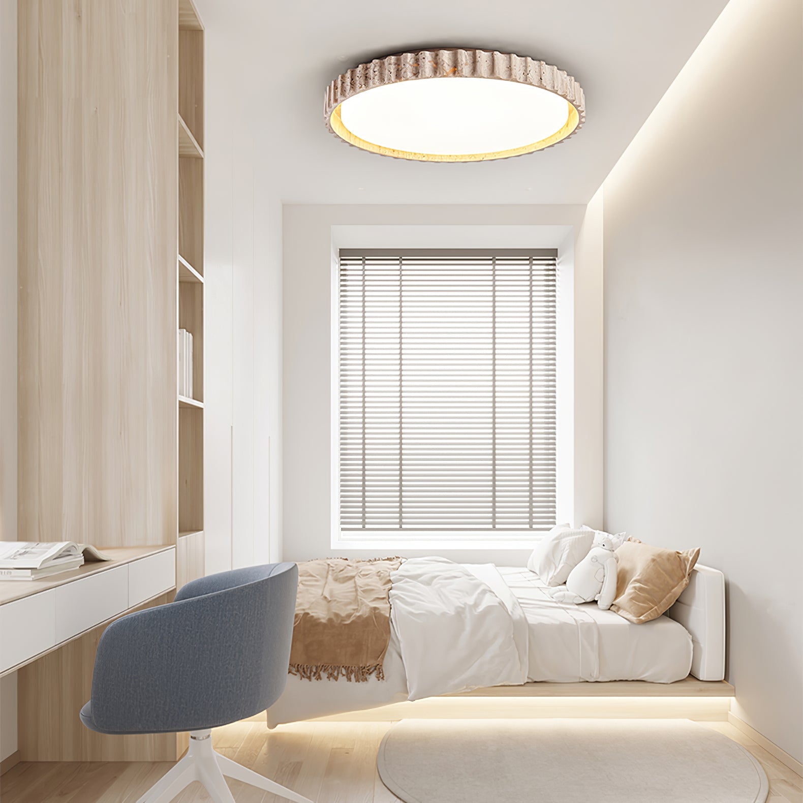 Ornorus Fluted Ring Travertine Ceiling Light - Letslighting