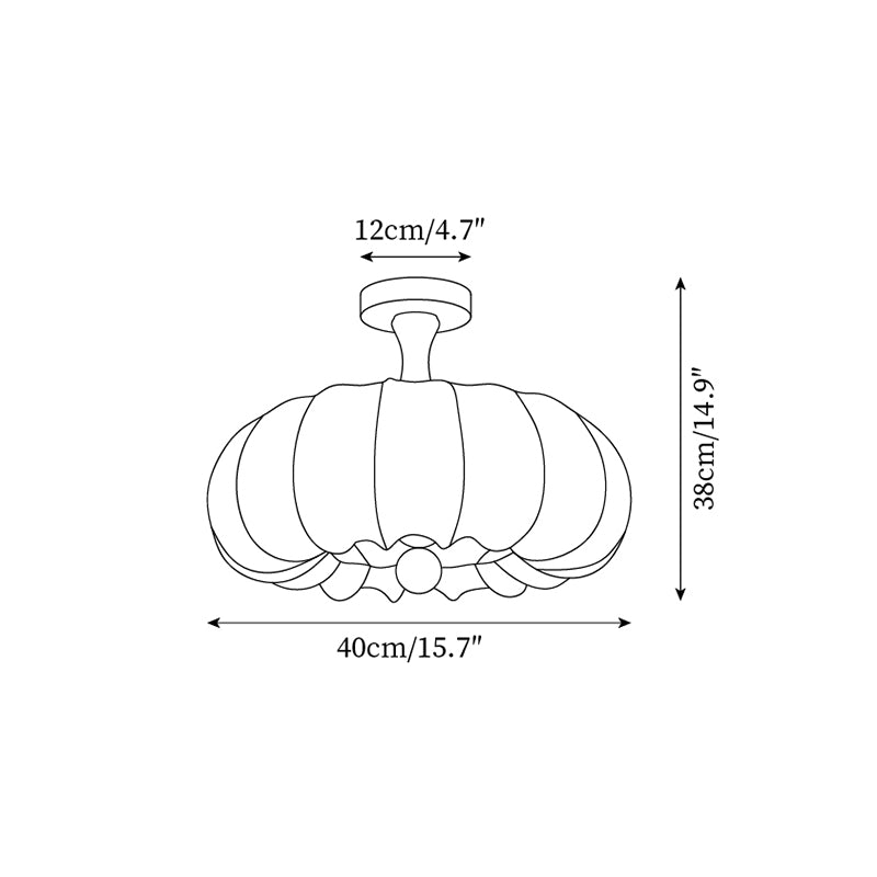 Ceiling Light Scalloped Fabric Shade Walnut Wood Canopy Vintage - Letslighting