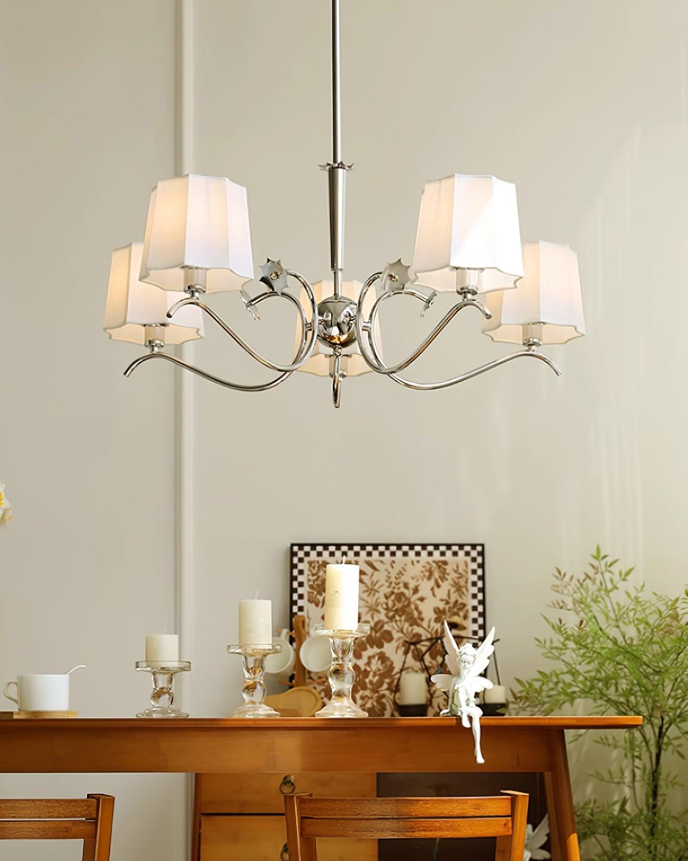 Rockville Chandelier Chrome White Elegant - Letslighting