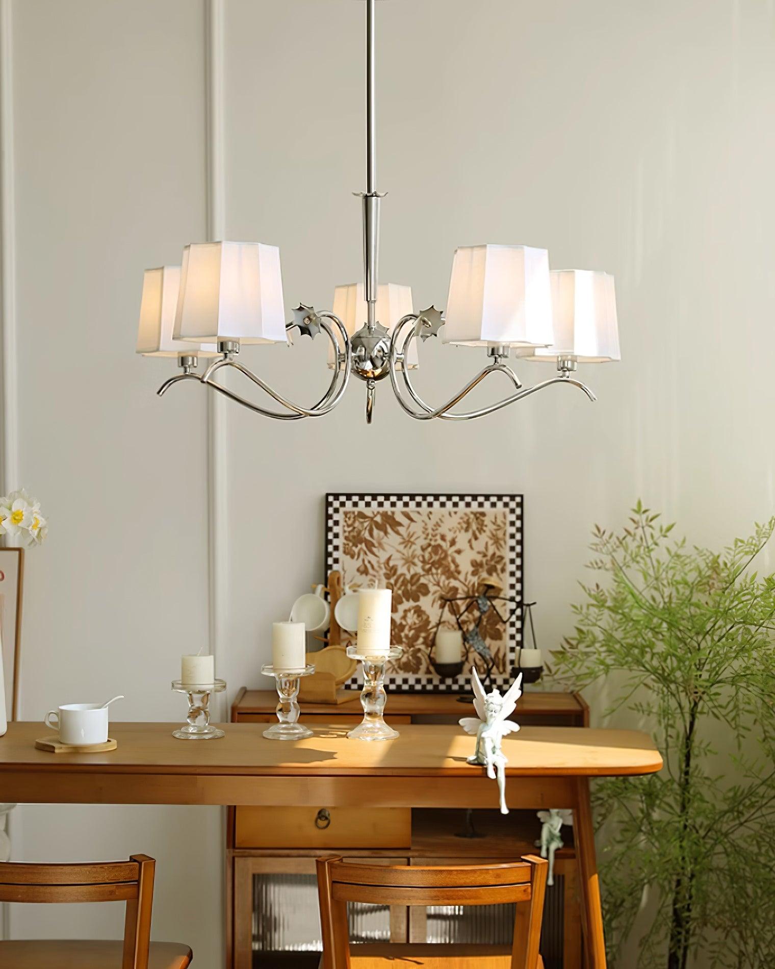 Rockville Chandelier Chrome White Elegant - Letslighting