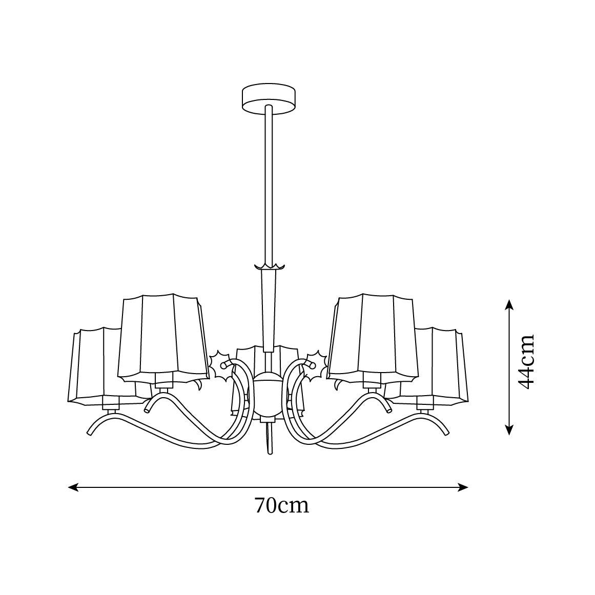 Rockville Chandelier Fabric Shades Nickel Curved Arms Elegant - Letslighting