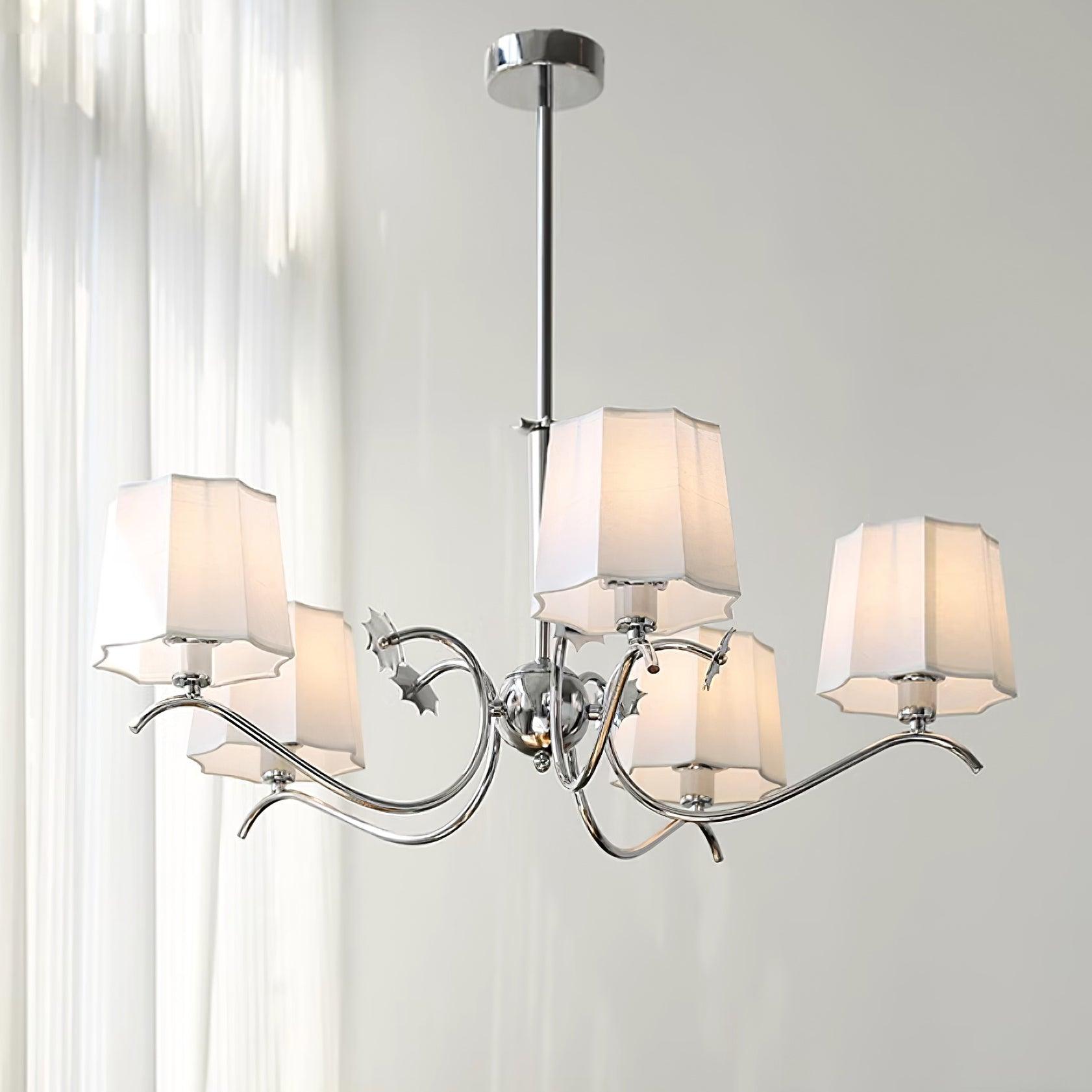 Rockville Chandelier Chrome White Elegant - Letslighting