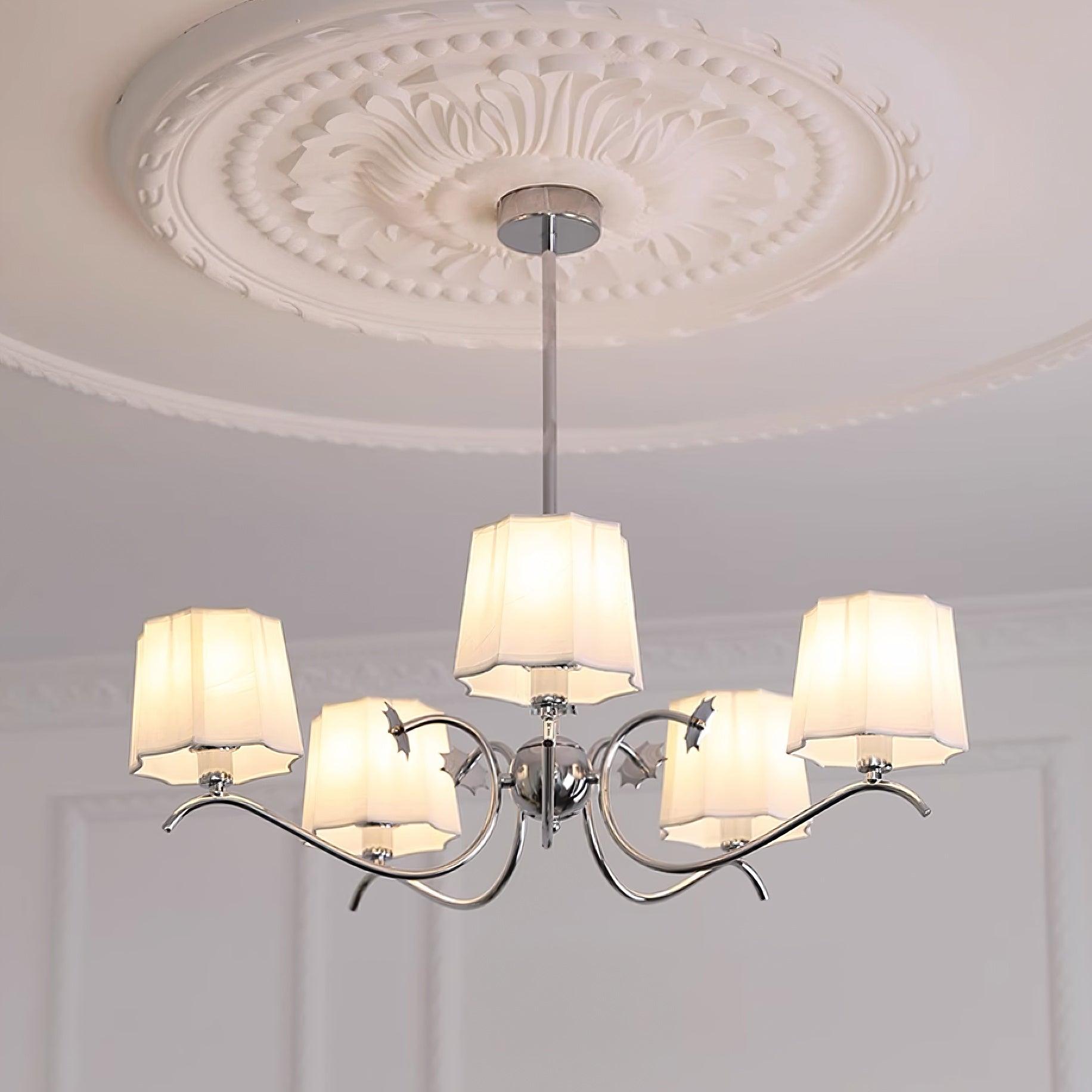 Rockville Chandelier Chrome White Elegant - Letslighting