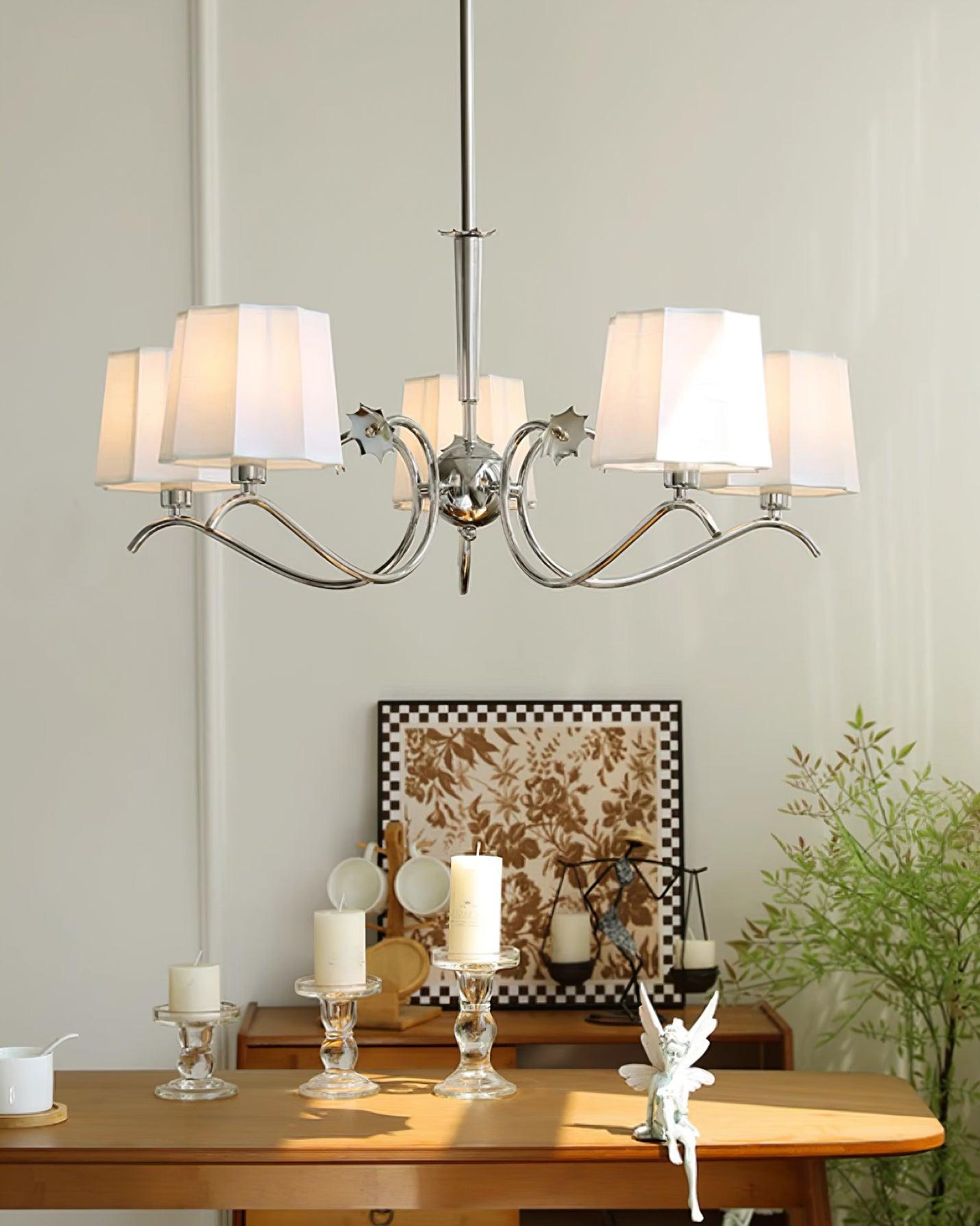 Rockville Chandelier Chrome White Elegant - Letslighting