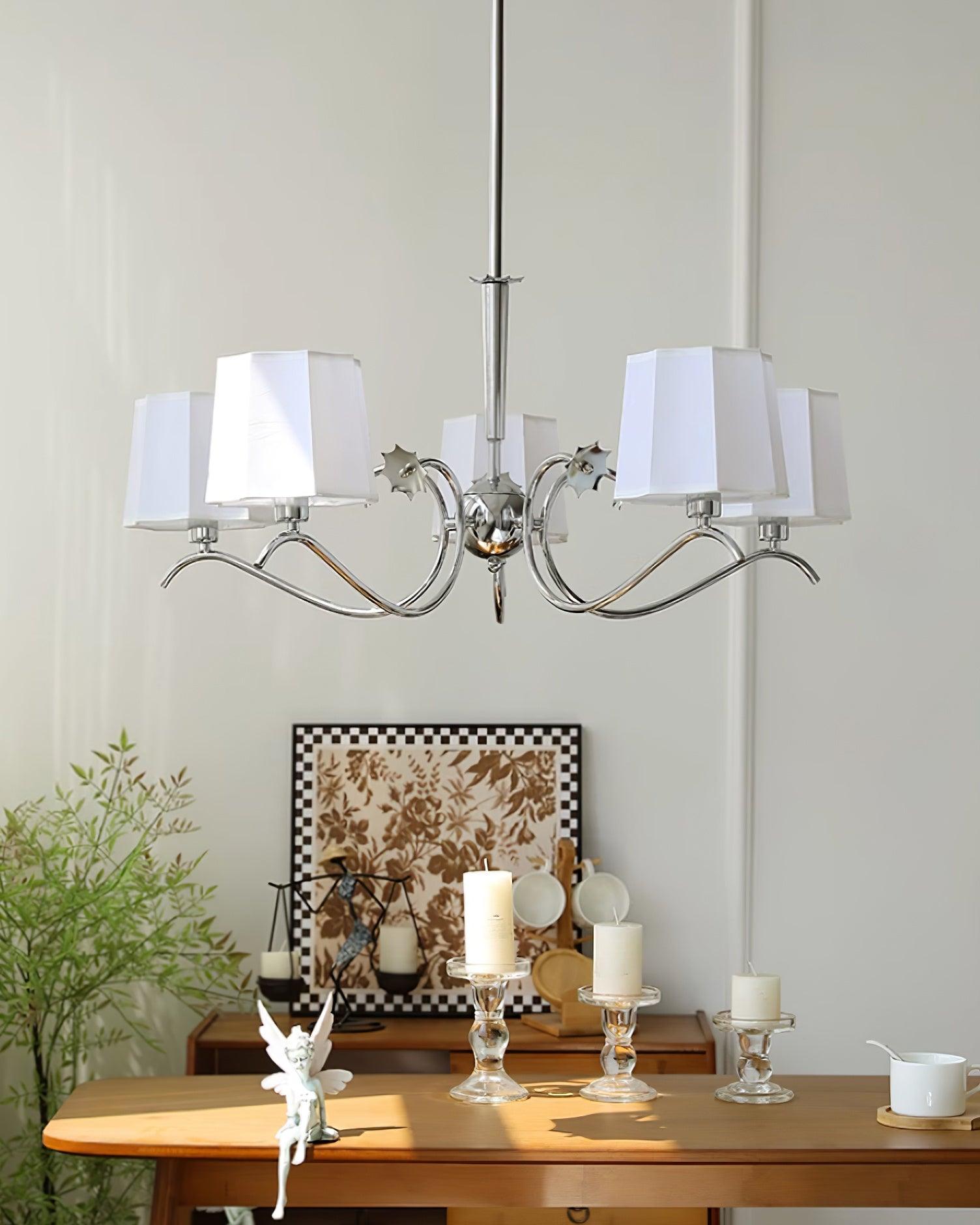 Rockville Chandelier Chrome White Elegant - Letslighting