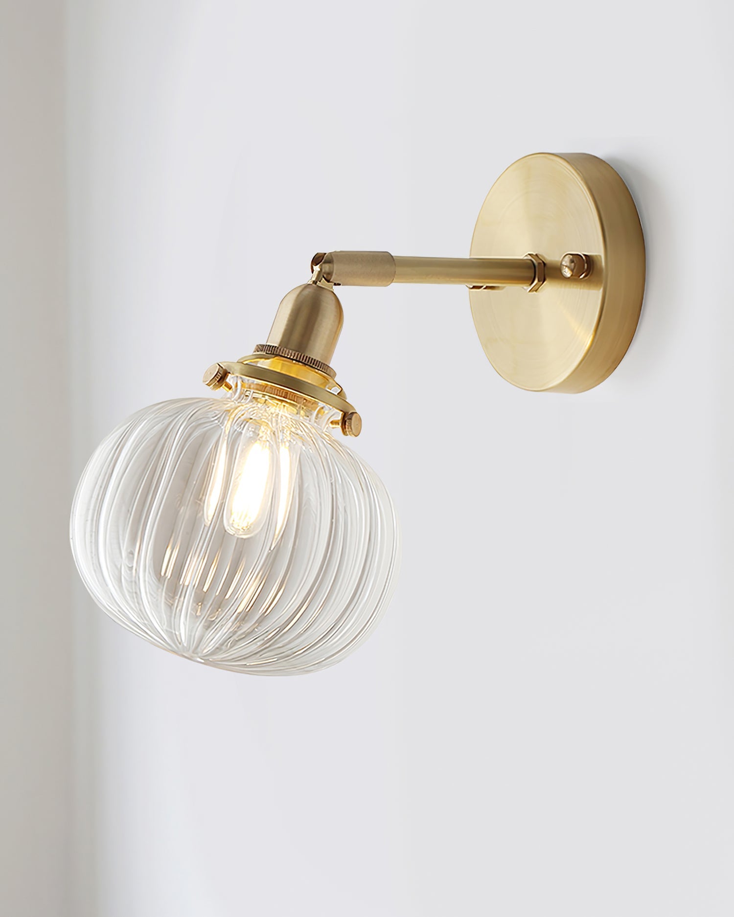 Baroque Wall Lamp Plug-In Smoke Glass Shade Brass Industrial - Letslighting