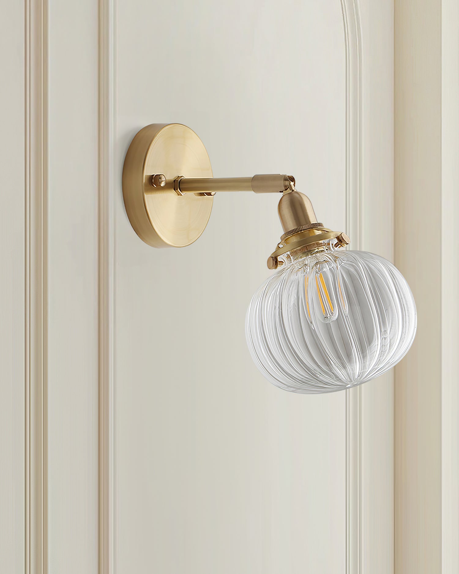 Baroque Wall Lamp Plug-In Smoke Glass Shade Brass Industrial - Letslighting
