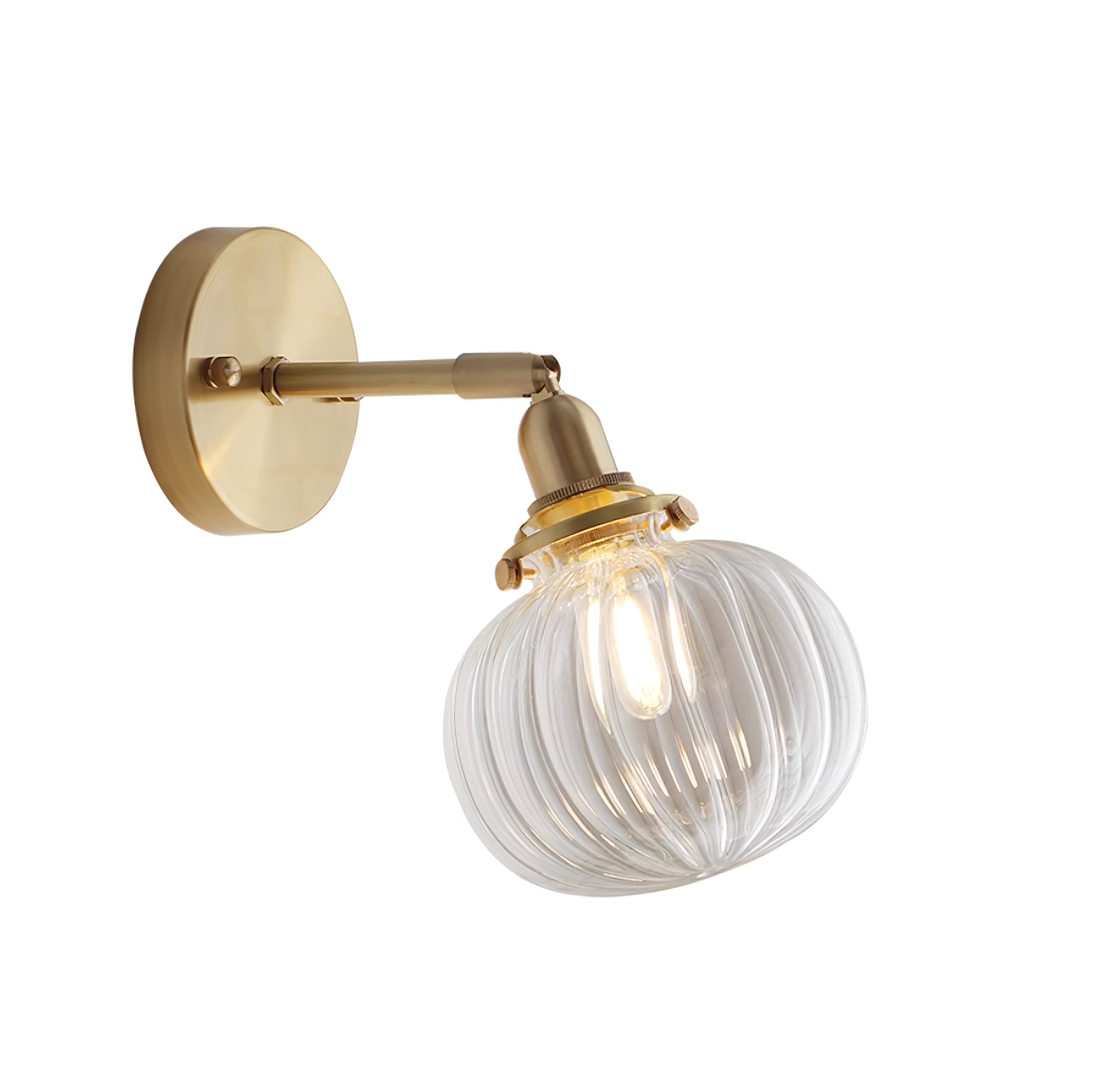 Baroque Wall Lamp Plug-In Smoke Glass Shade Brass Industrial - Letslighting