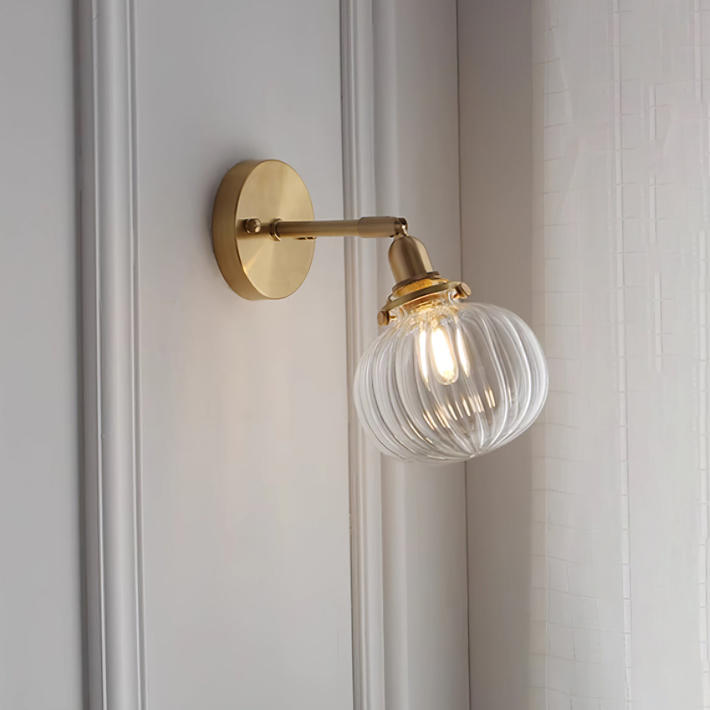 Baroque Wall Lamp Plug-In Smoke Glass Shade Brass Industrial - Letslighting