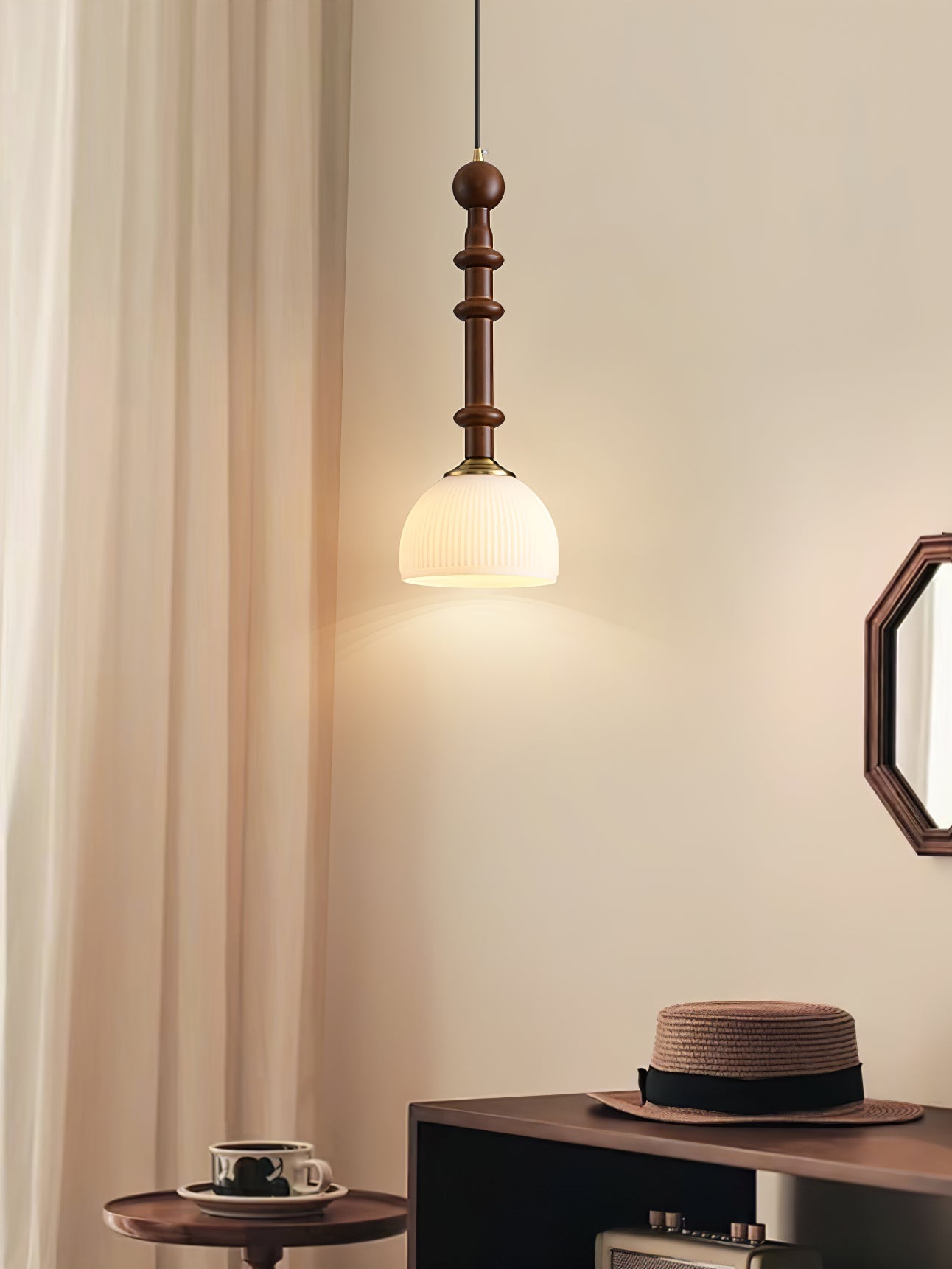 AmberGlow Vintage Wood Pendant Lamp - Letslighting