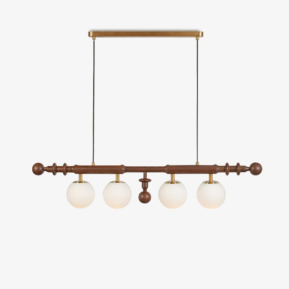 Lustra Chandelier Roman Column Walnut Wood Glass - Letslighting