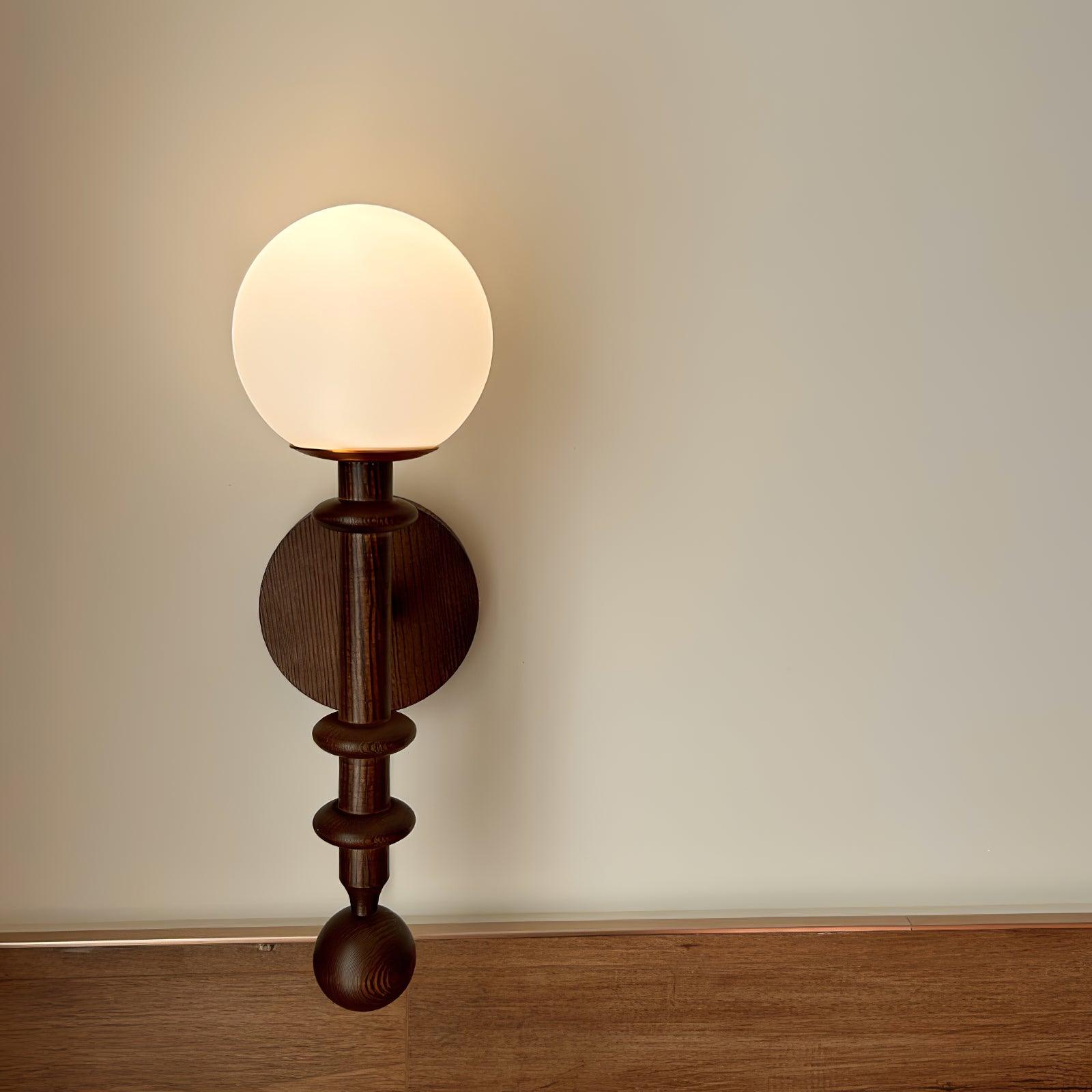 Elmiror Elegance Roman Column Glass Wood Wall Lamp - Letslighting