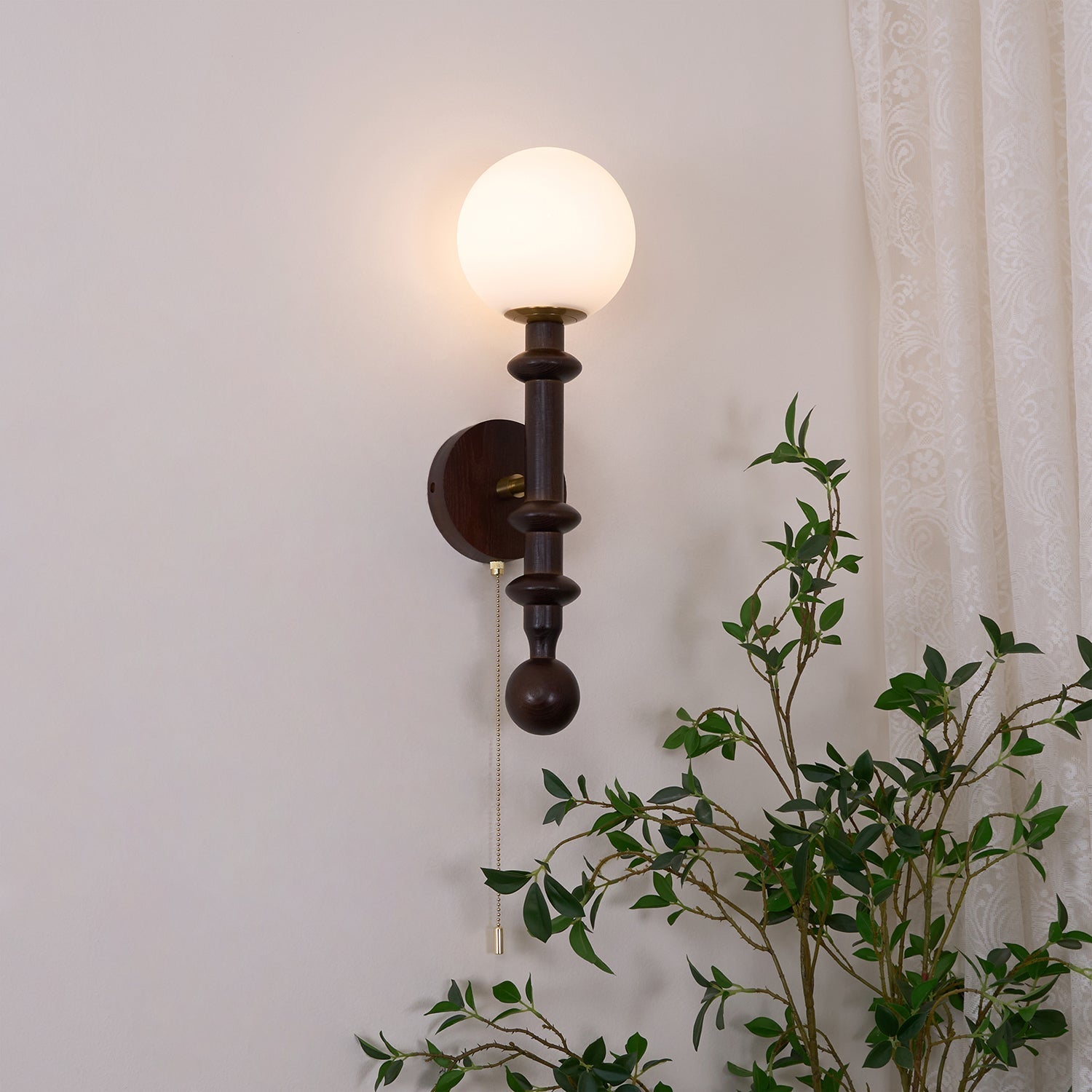 Elmiror Elegance Roman Column Glass Wood Wall Lamp - Letslighting