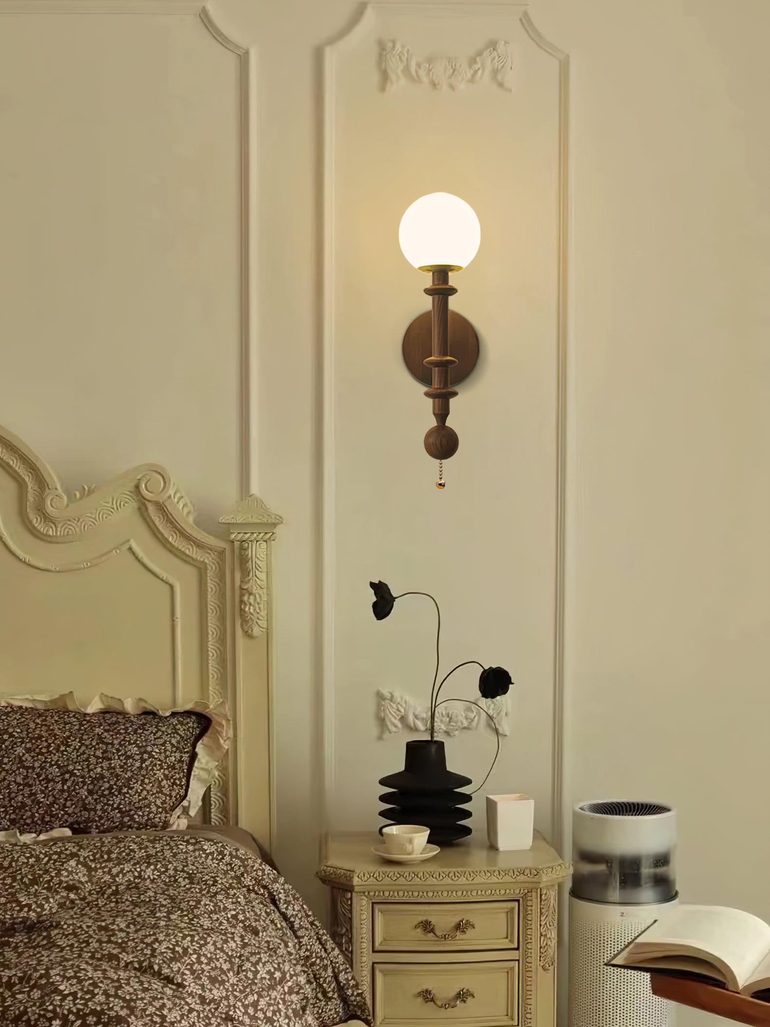Elmiror Elegance Roman Column Glass Wood Wall Lamp - Letslighting