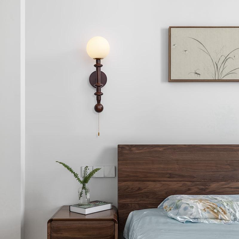 Elmiror Elegance Roman Column Glass Wood Wall Lamp - Letslighting