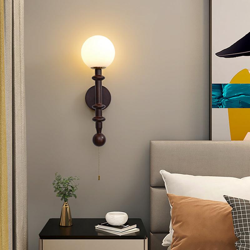 Elmiror Elegance Roman Column Glass Wood Wall Lamp - Letslighting