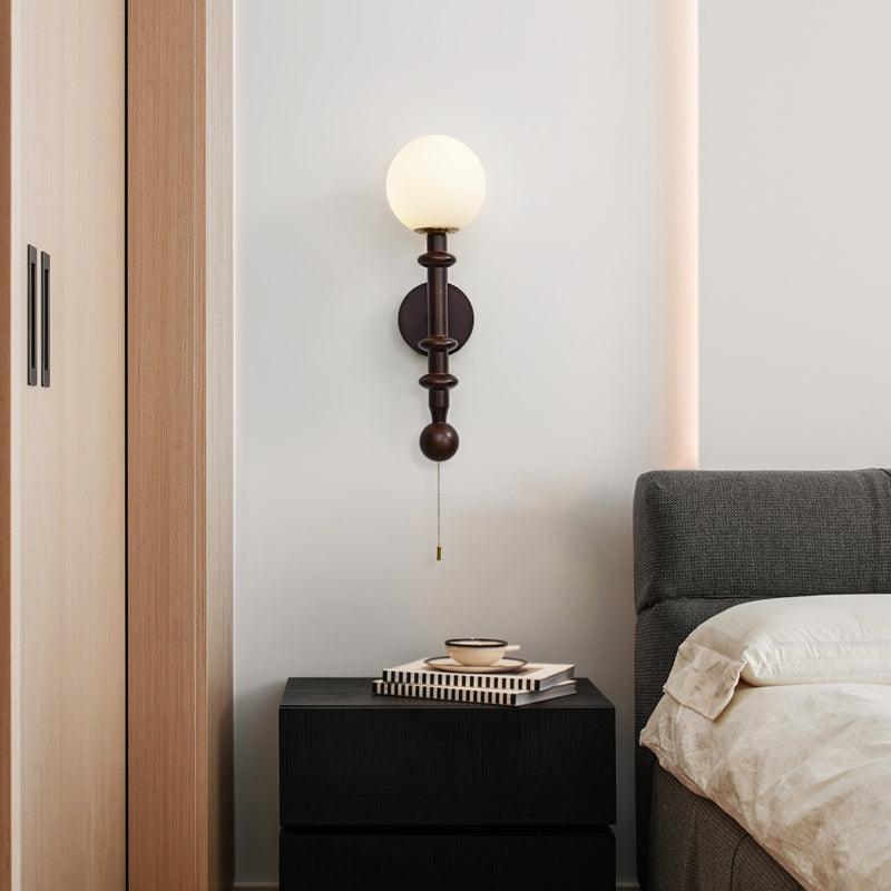 Elmiror Elegance Roman Column Glass Wood Wall Lamp - Letslighting