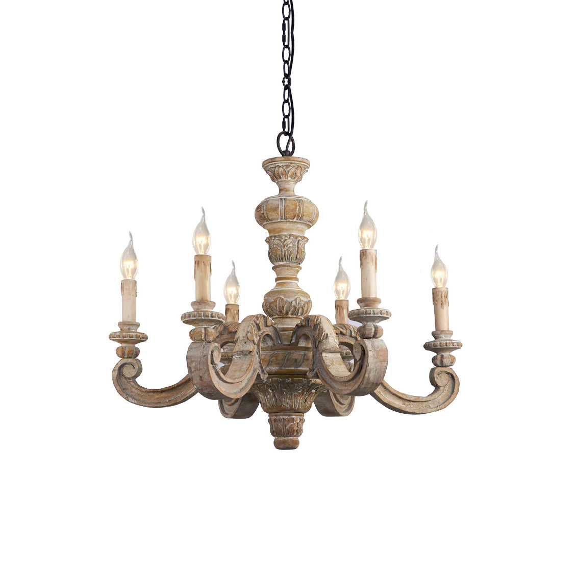 Olrinila Roman Pillar Hand-carved Wood Chandelier - Letslighting