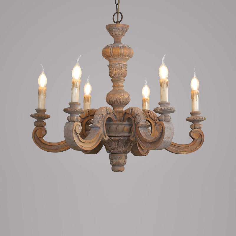 Olrinila Roman Pillar Hand-carved Wood Chandelier - Letslighting