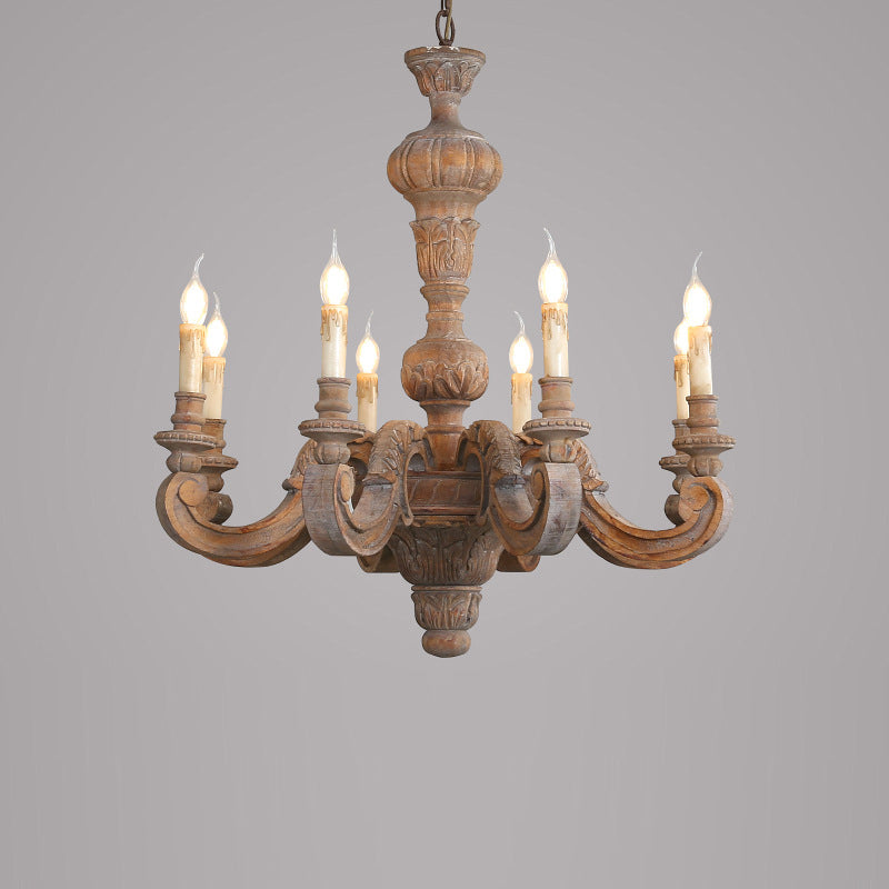 Olrinila Roman Pillar Hand-carved Wood Chandelier - Letslighting