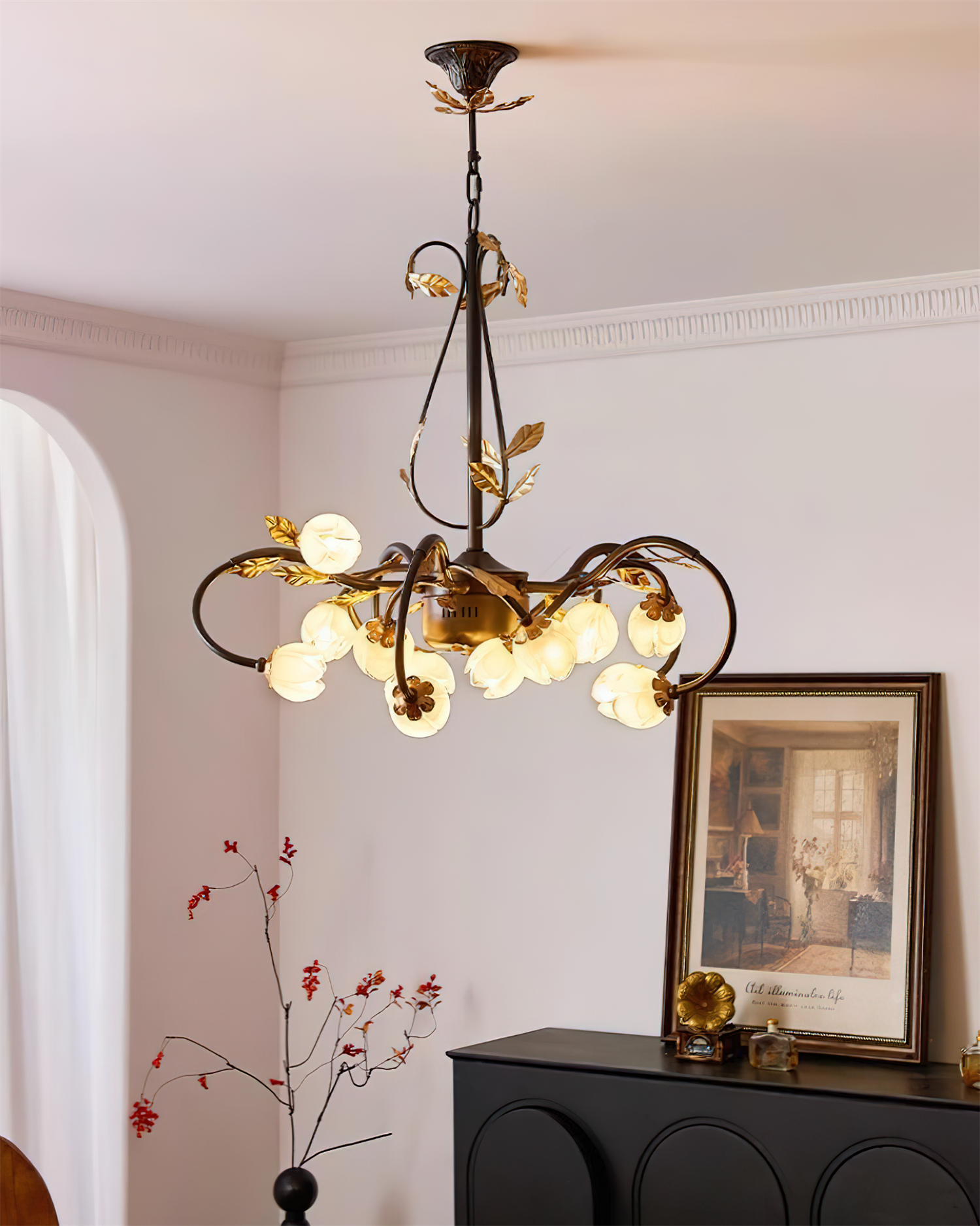 Giulia Chandelier Blush Petal Floral Branches - Letslighting