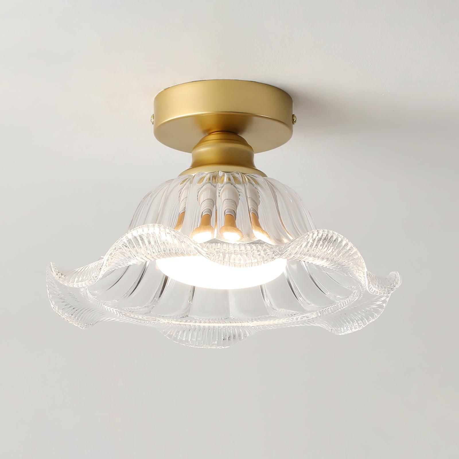Rosa Glass Ceiling Lamp Brass Trim Elegant - Letslighting